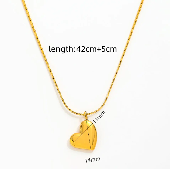 TEULRIP Gold Color Fashion Valentine Heart Chain Stainless Steel, No Fade Necklace for Girls & Women