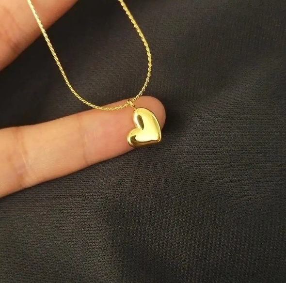 TEULRIP Gold Color Fashion Valentine Heart Chain Stainless Steel, No Fade Necklace for Girls & Women