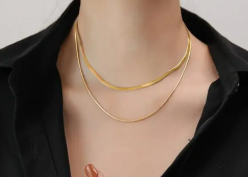 TEULRIP Bilayer Snake Chain  Stainless Steel Chunky Necklace for Girls & Women