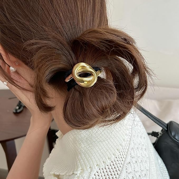 TEULRIP Stylish Golden Knot-Shaped Metal Hair Cuff for Girls & Women