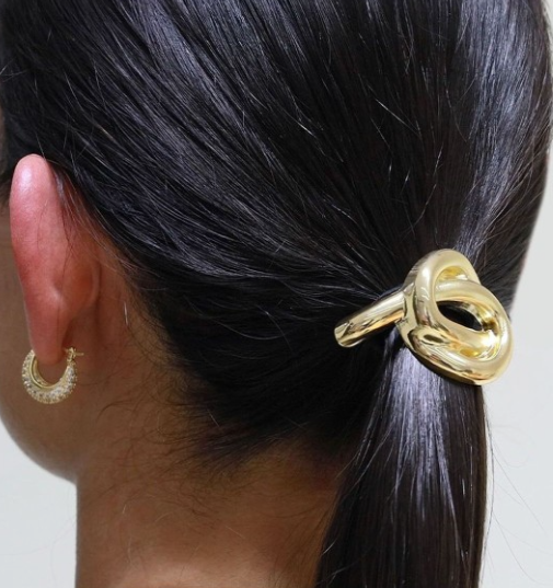 TEULRIP Stylish Golden Knot-Shaped Metal Hair Cuff for Girls & Women