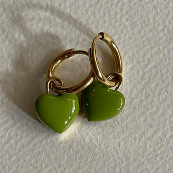 Teulrip Korean Two- Way Wear Retro Heart Buckle Olive Earrings  Light Luxury Jewelry for Girls & Women