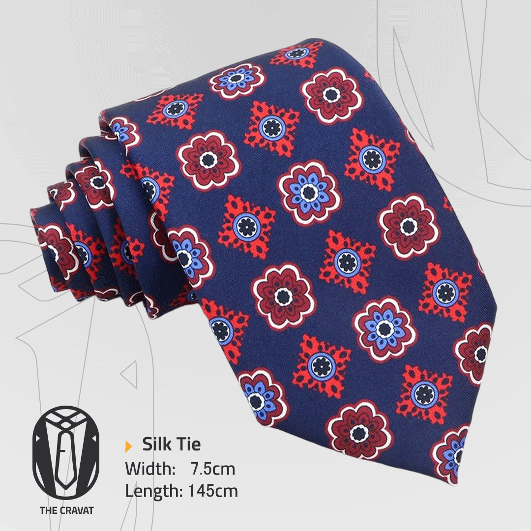 Blue & Red Geometric Necktie
