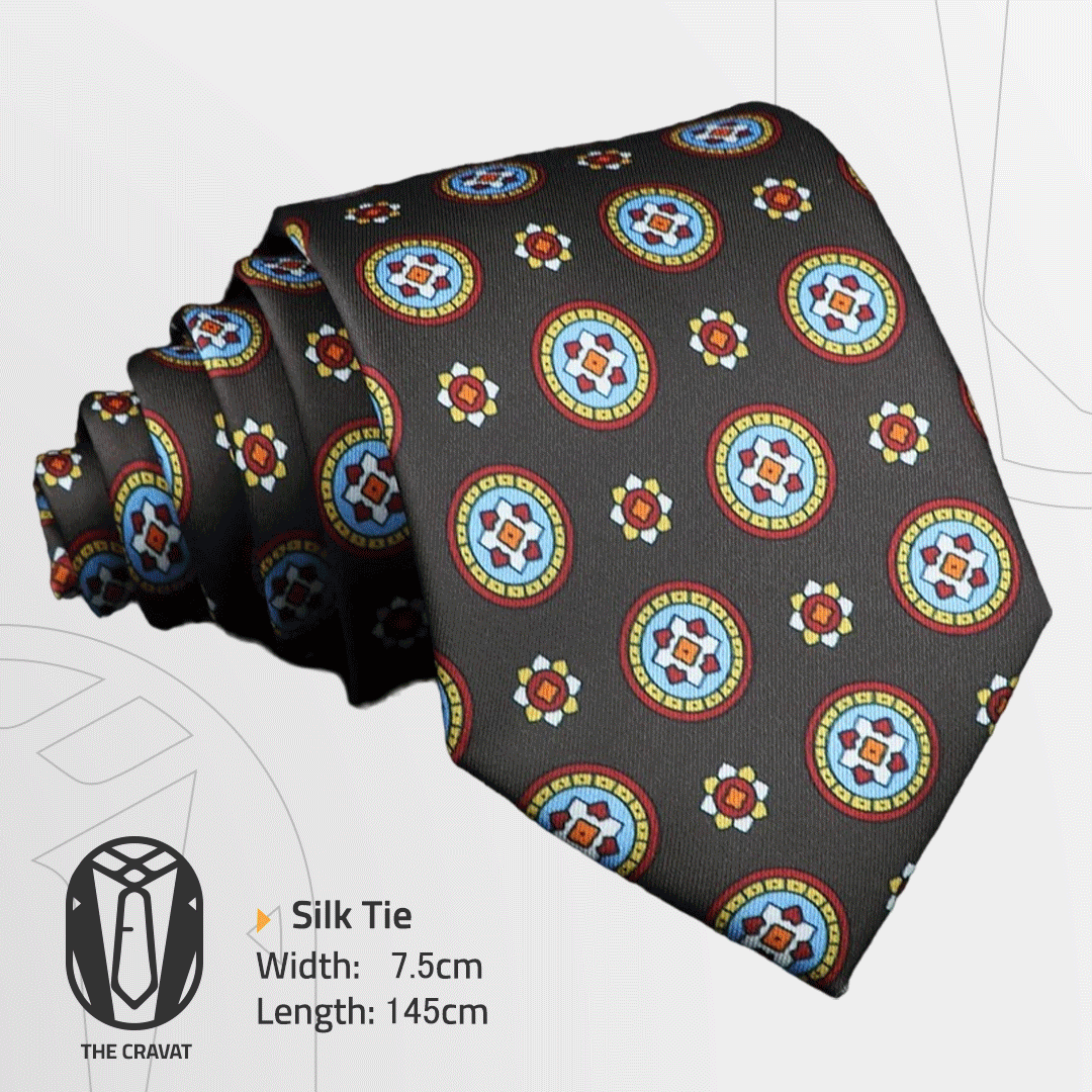 Geometric Brown Necktie