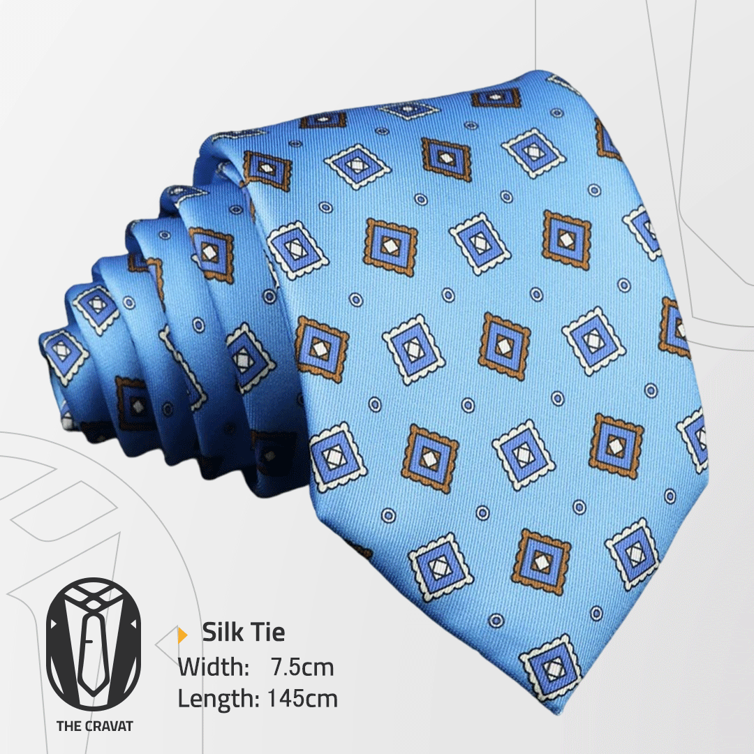 Geometric Blue Necktie