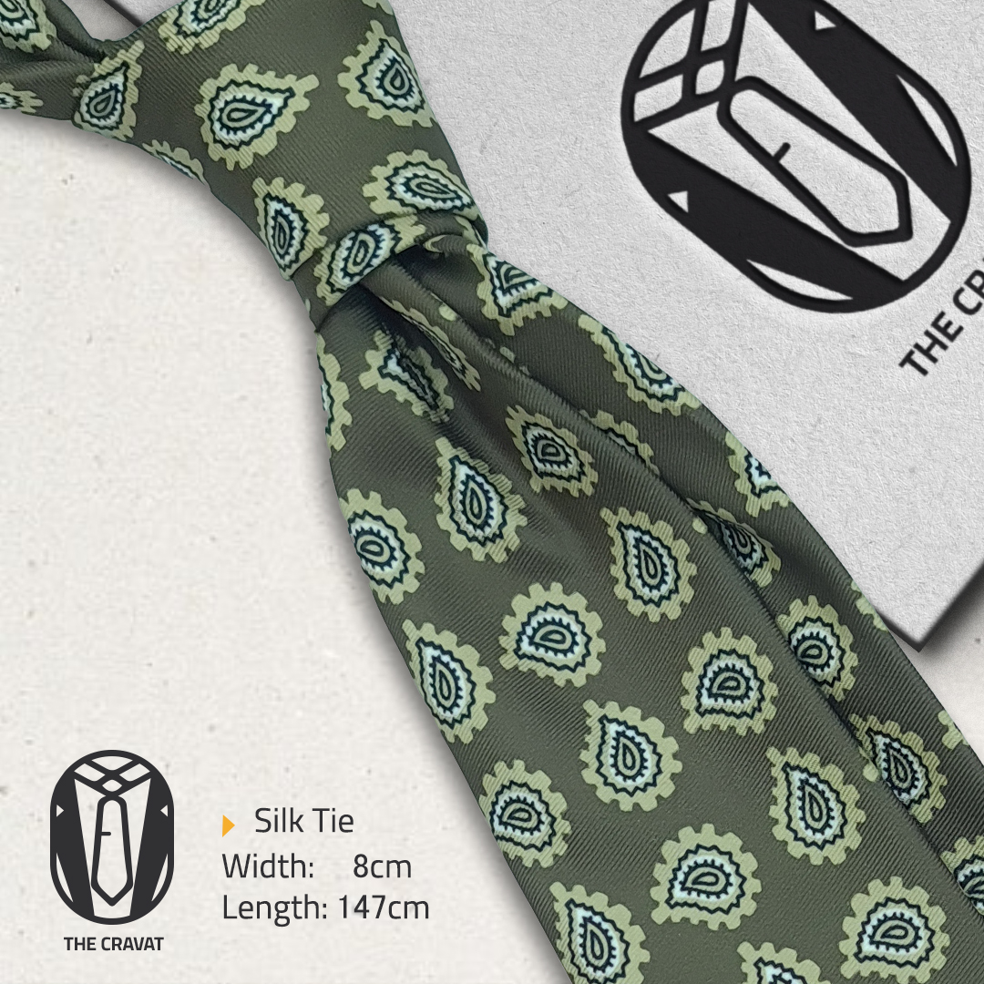 Geometric Dark Khaki Necktie