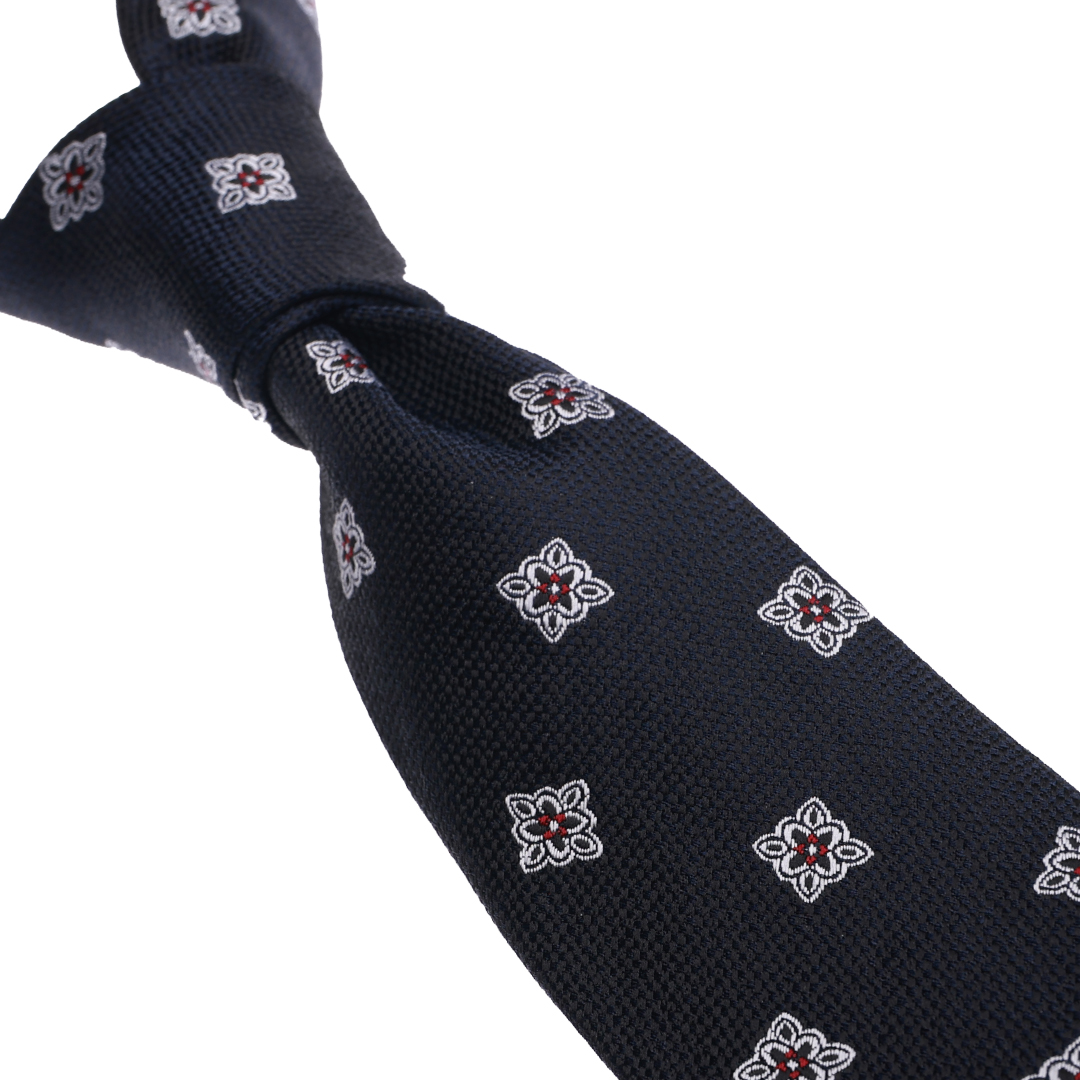 Navy Blue Patterned Necktie