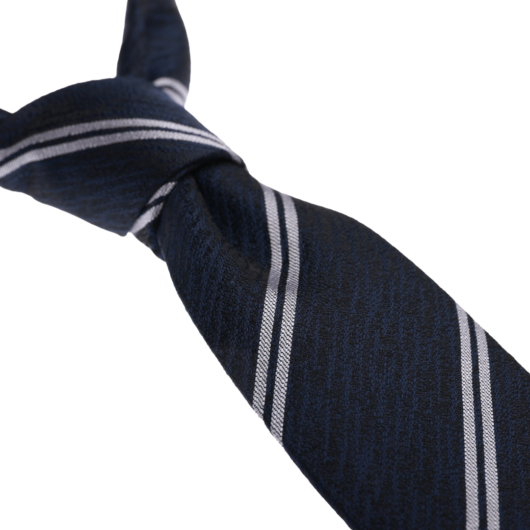 Classic Navy Blue Striped Tie