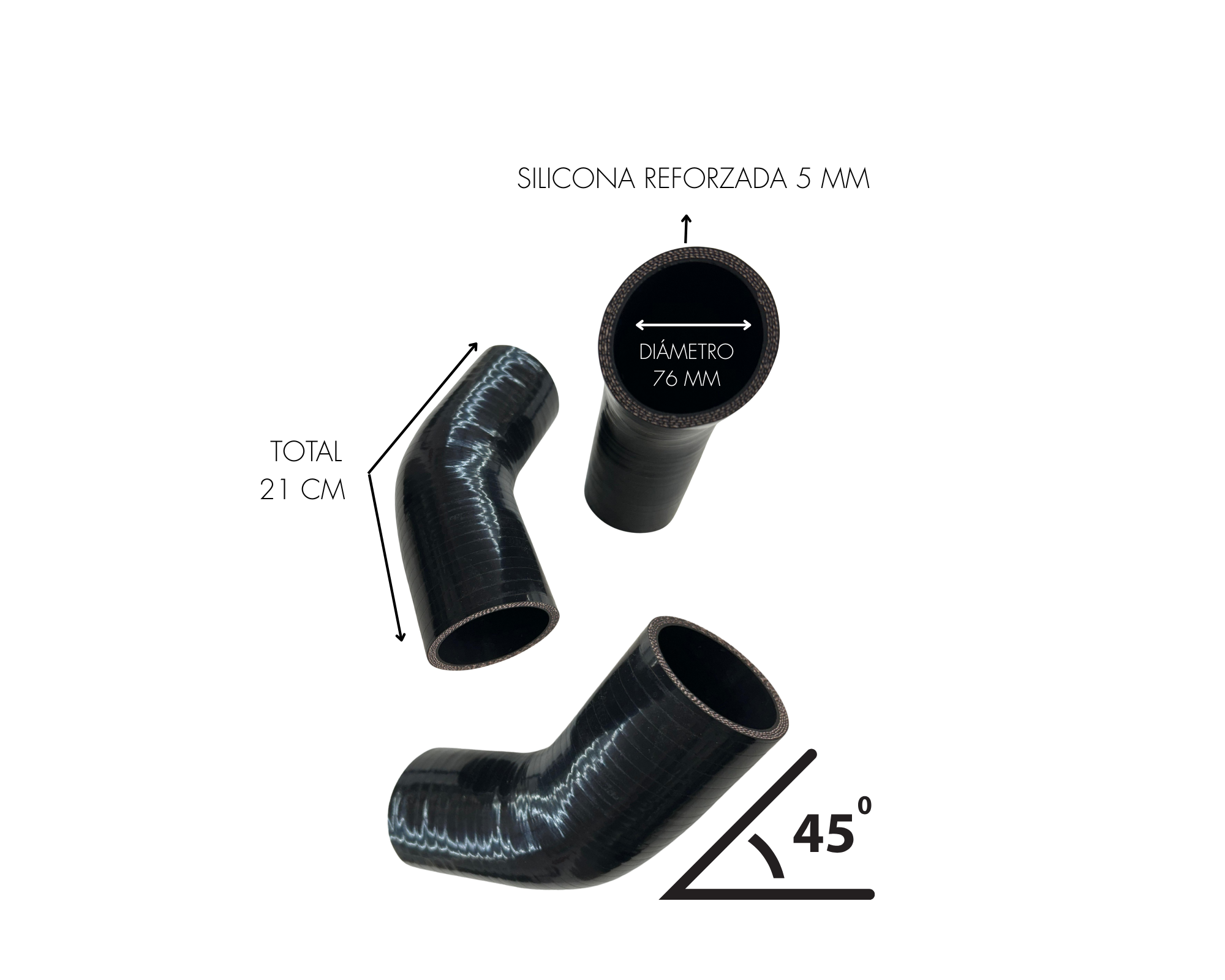 Mangon silicona 45° Diametro 76 MM