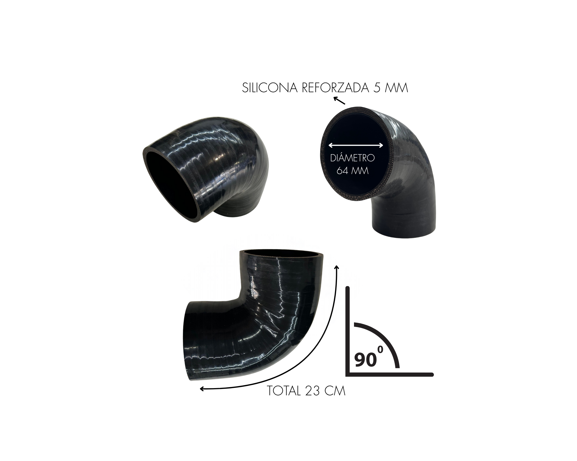 Mangon silicona 90° Diametro 64 MM