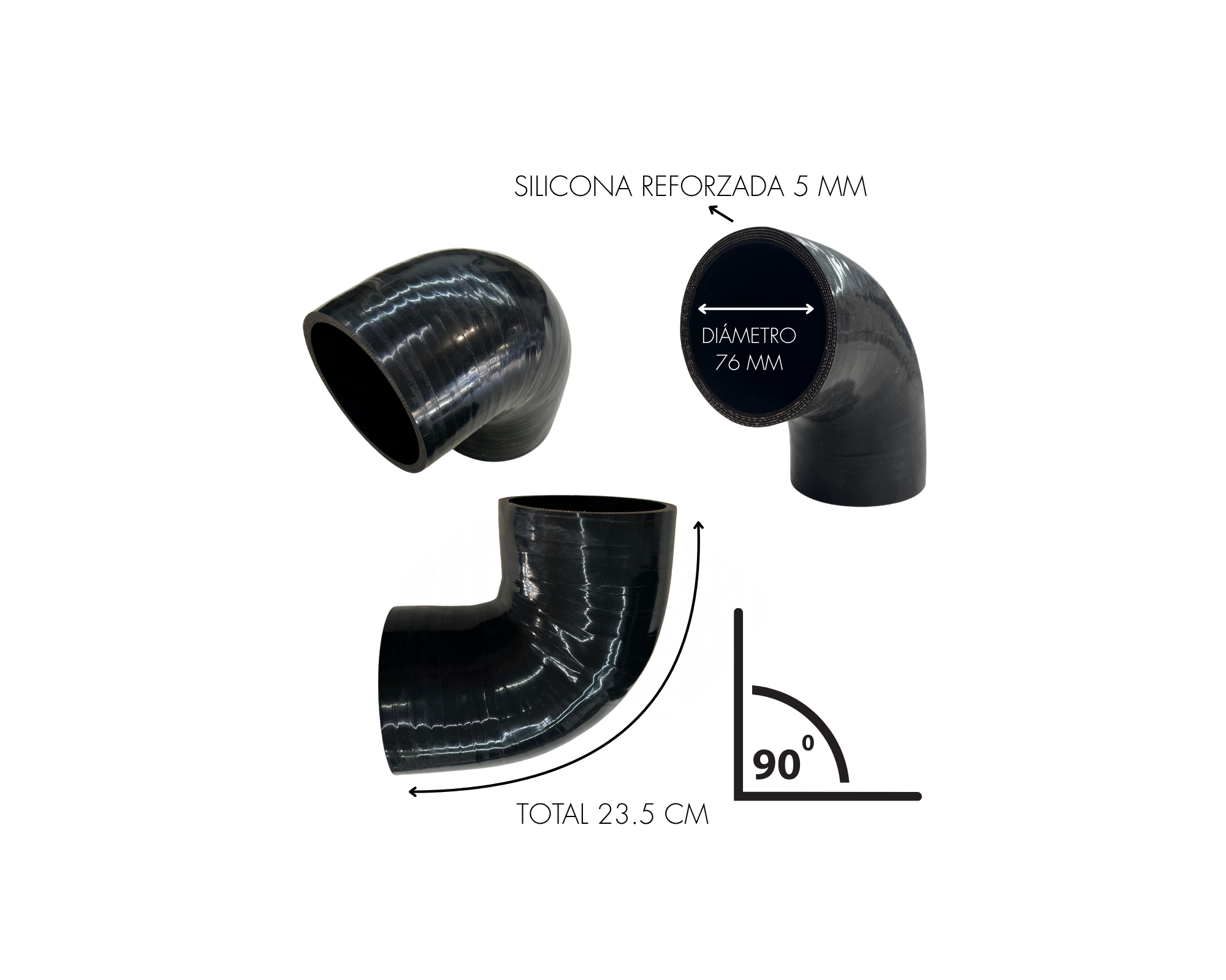 Mangon silicona 90° Diametro 76 MM