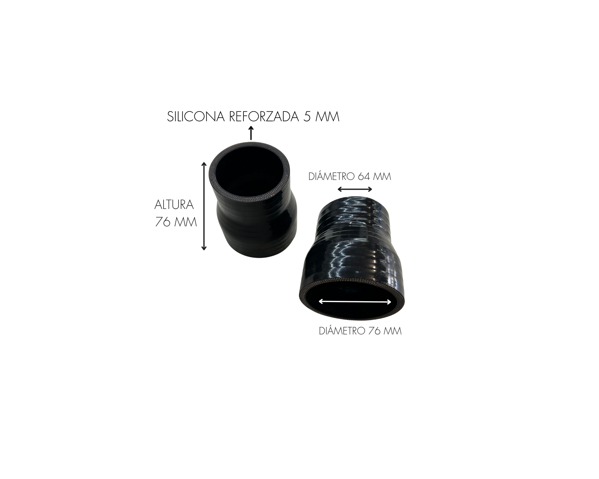 Mangon silicona reductor Diametro 64 MM - 76 MM