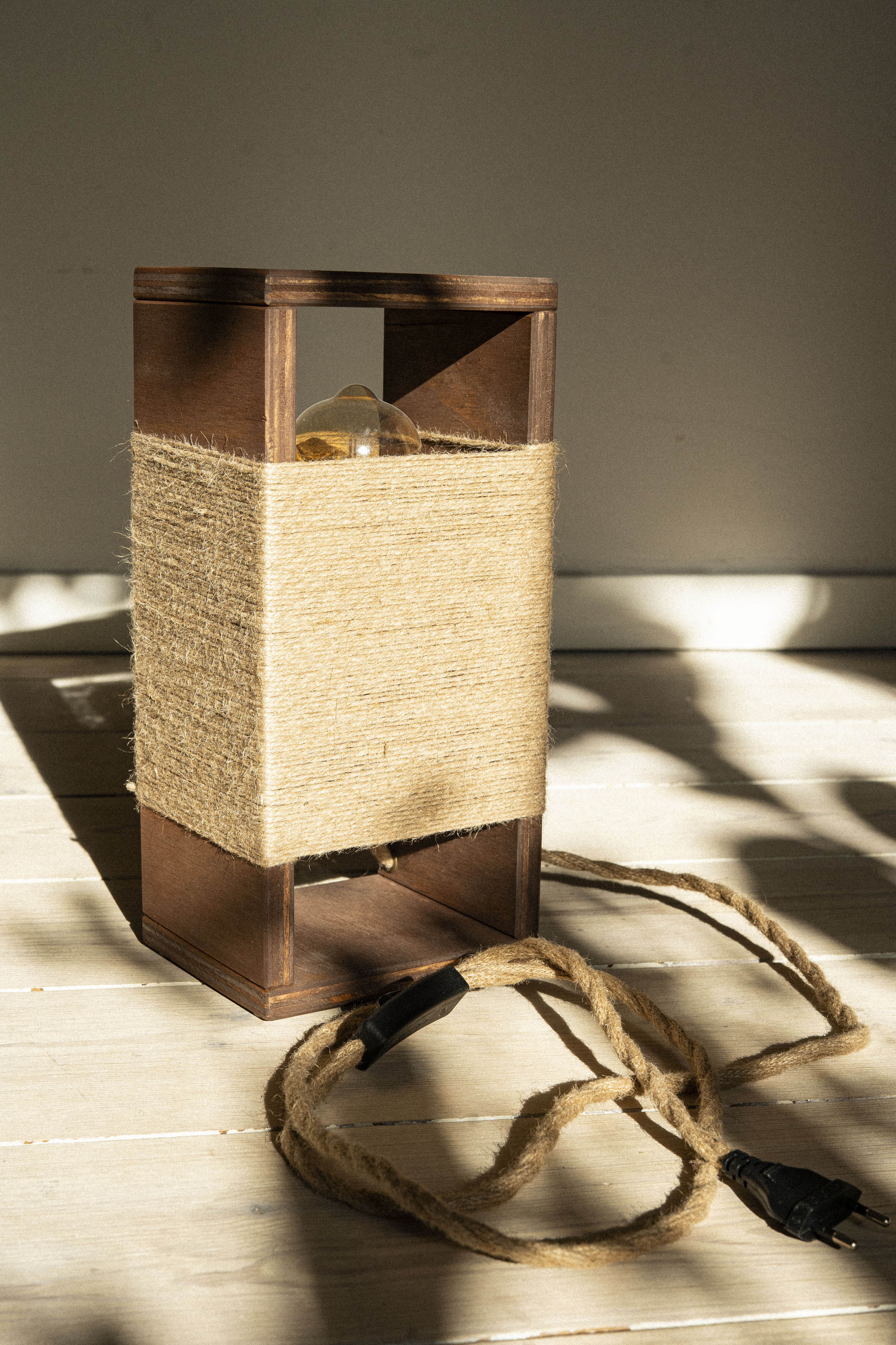 Handmade Rectangular Wooden Lamp