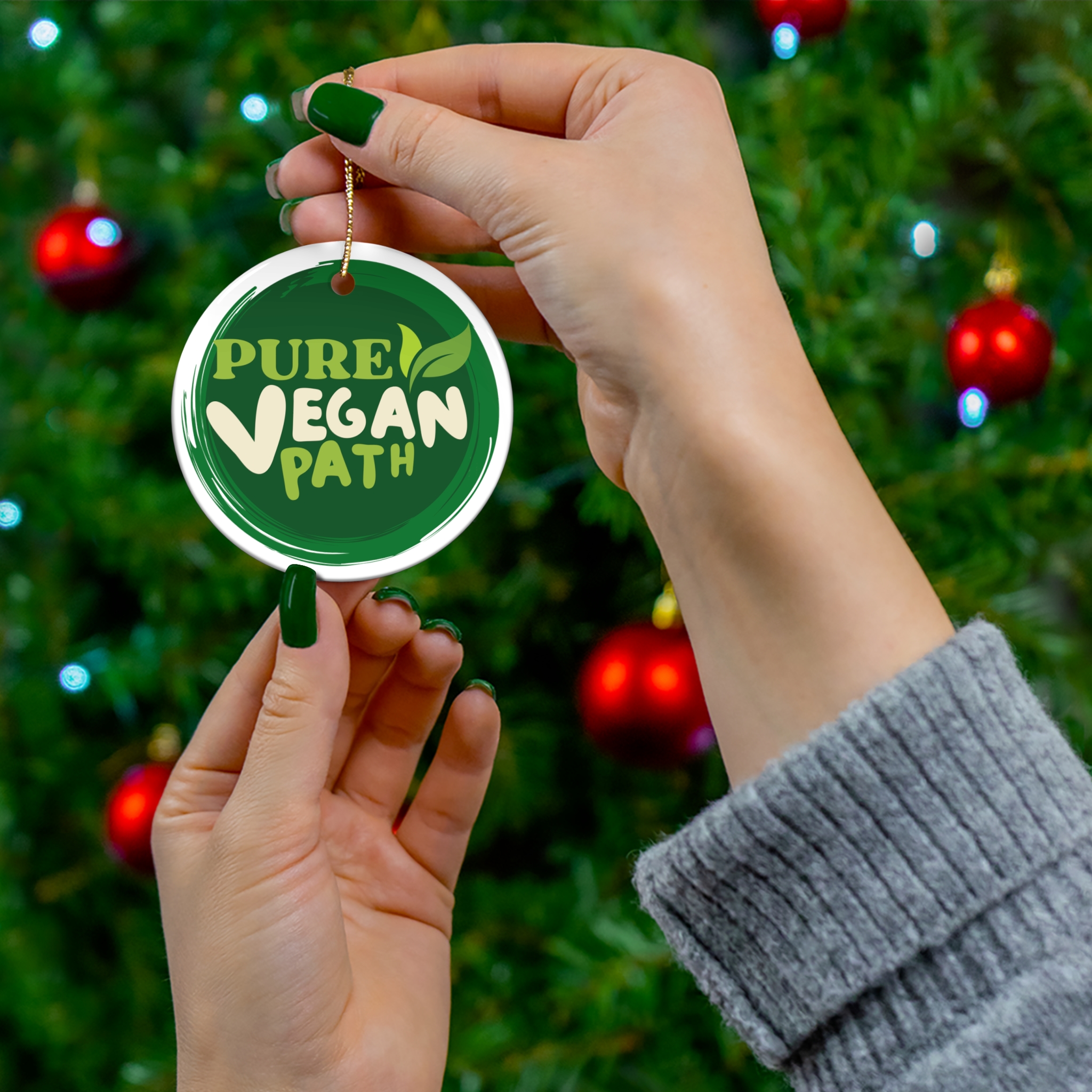 Pure Vegan Path Ceramic Christmas Ornament