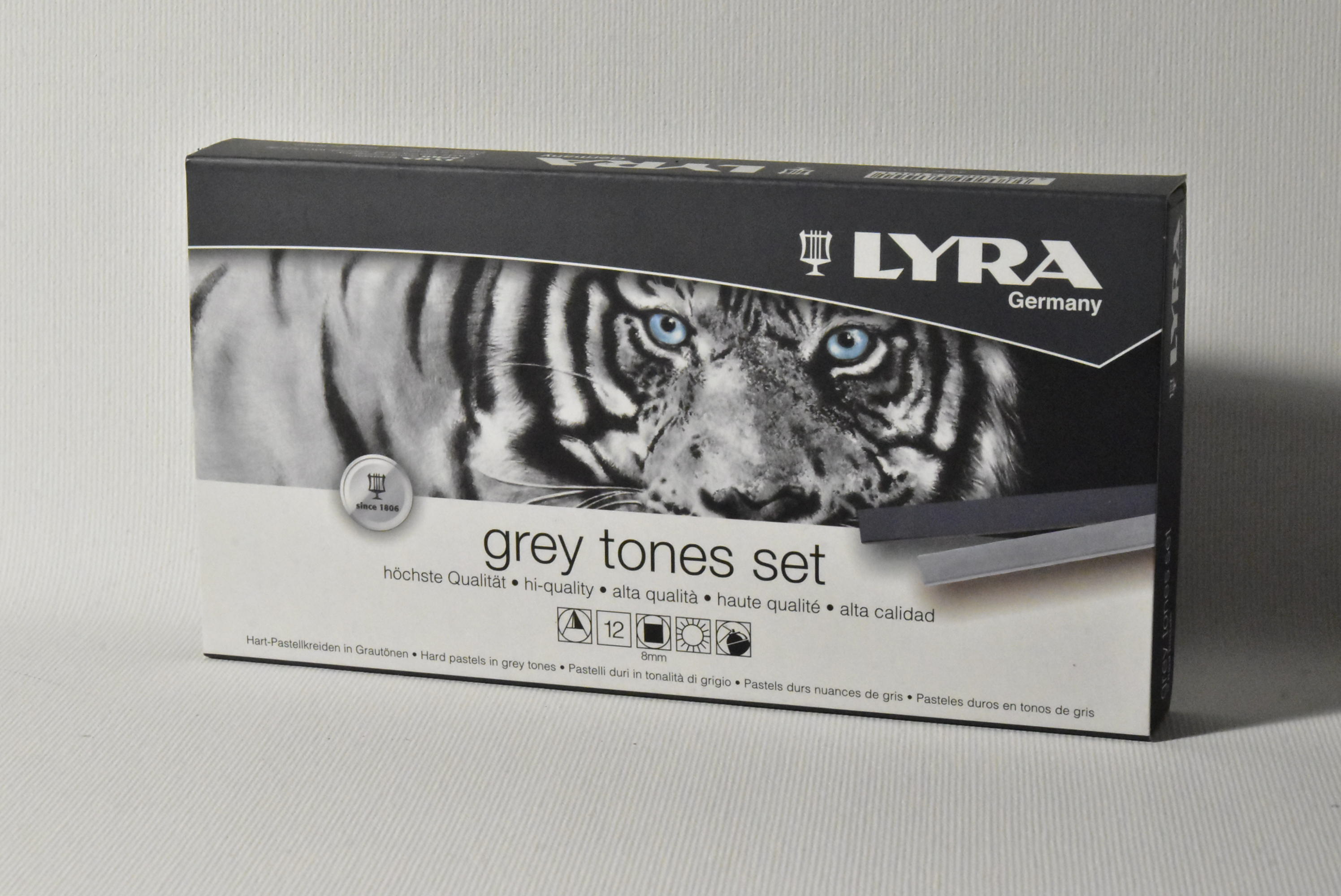LYRA SET PASTELLI QUADRI TONI GRIGI 12 PASTELLI