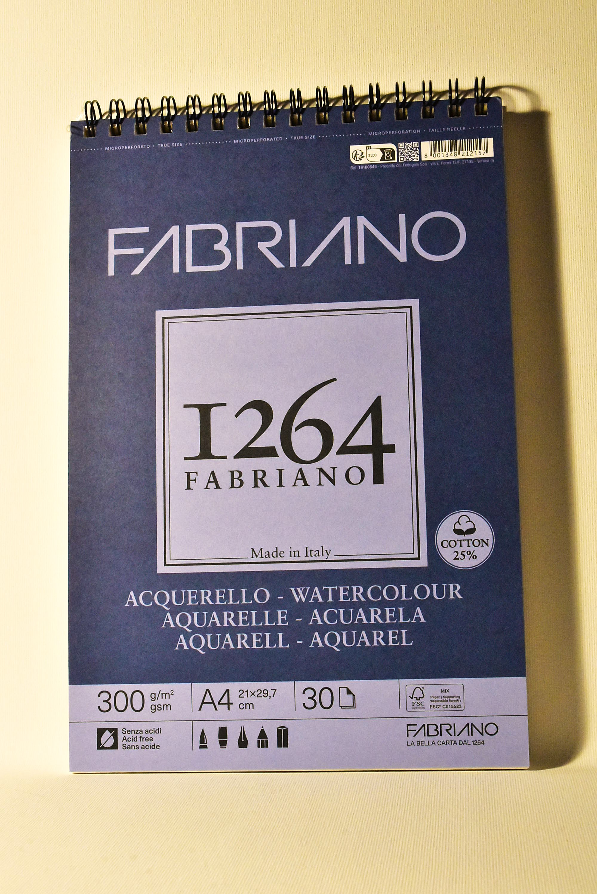Fabriano Blocco per ACQUARELLO 1264 A4 30 fg 300 gr