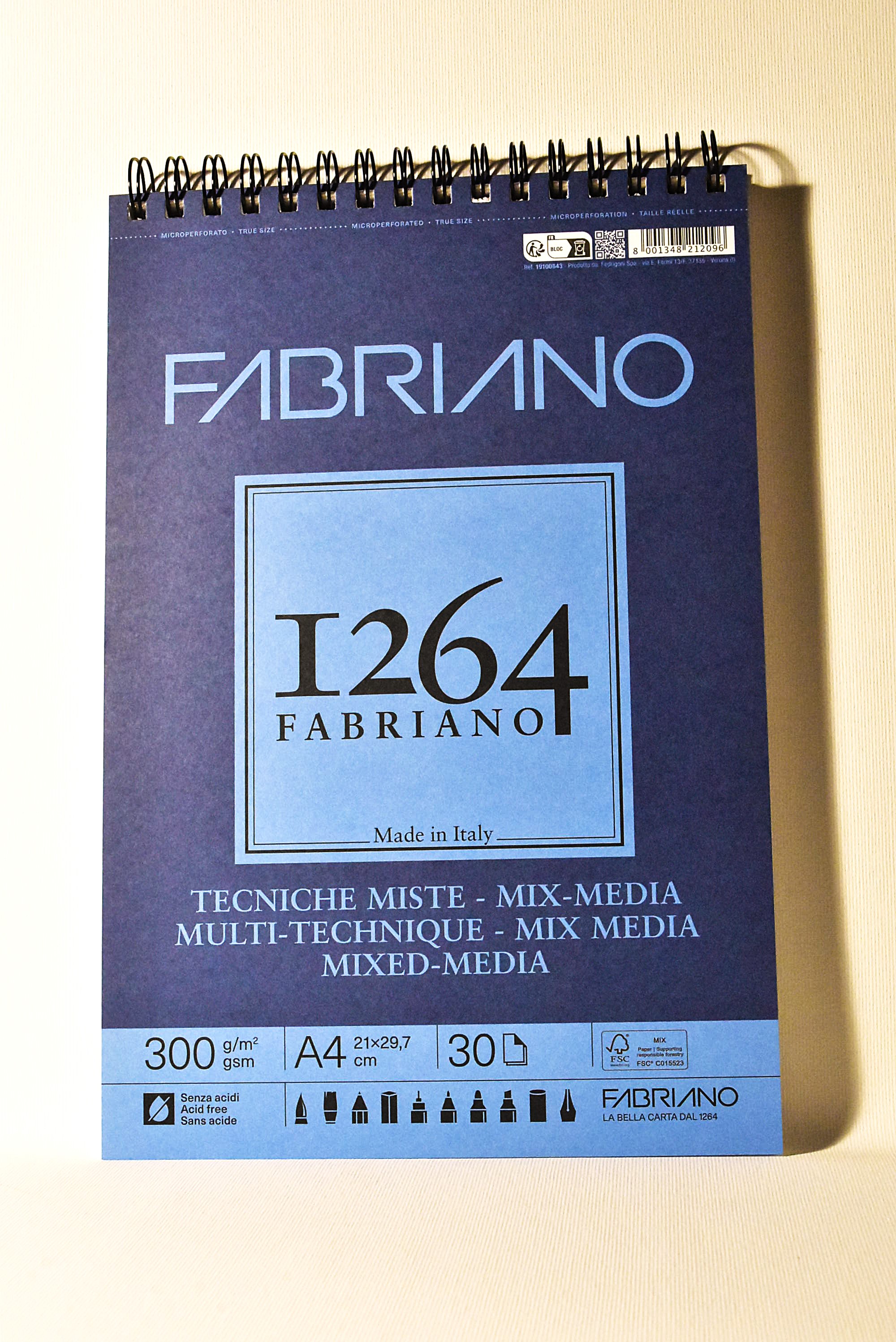 Fabriano Blocco Tecniche Mix Media 1264 A4 30 fg 300 gr