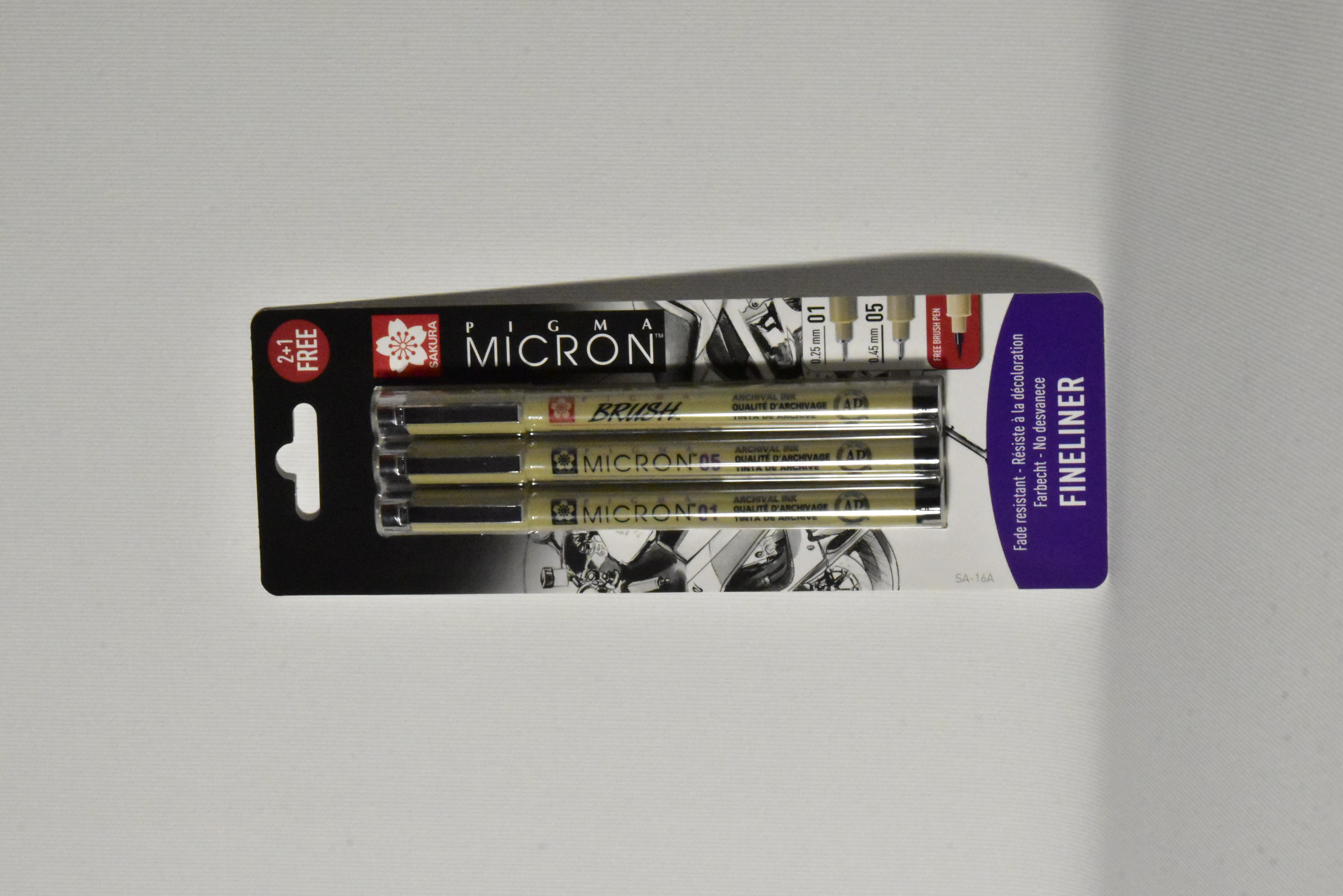 SAKURA Set Fineliner Penne PIGMA MICRON 01 05 +Pennello Brush 