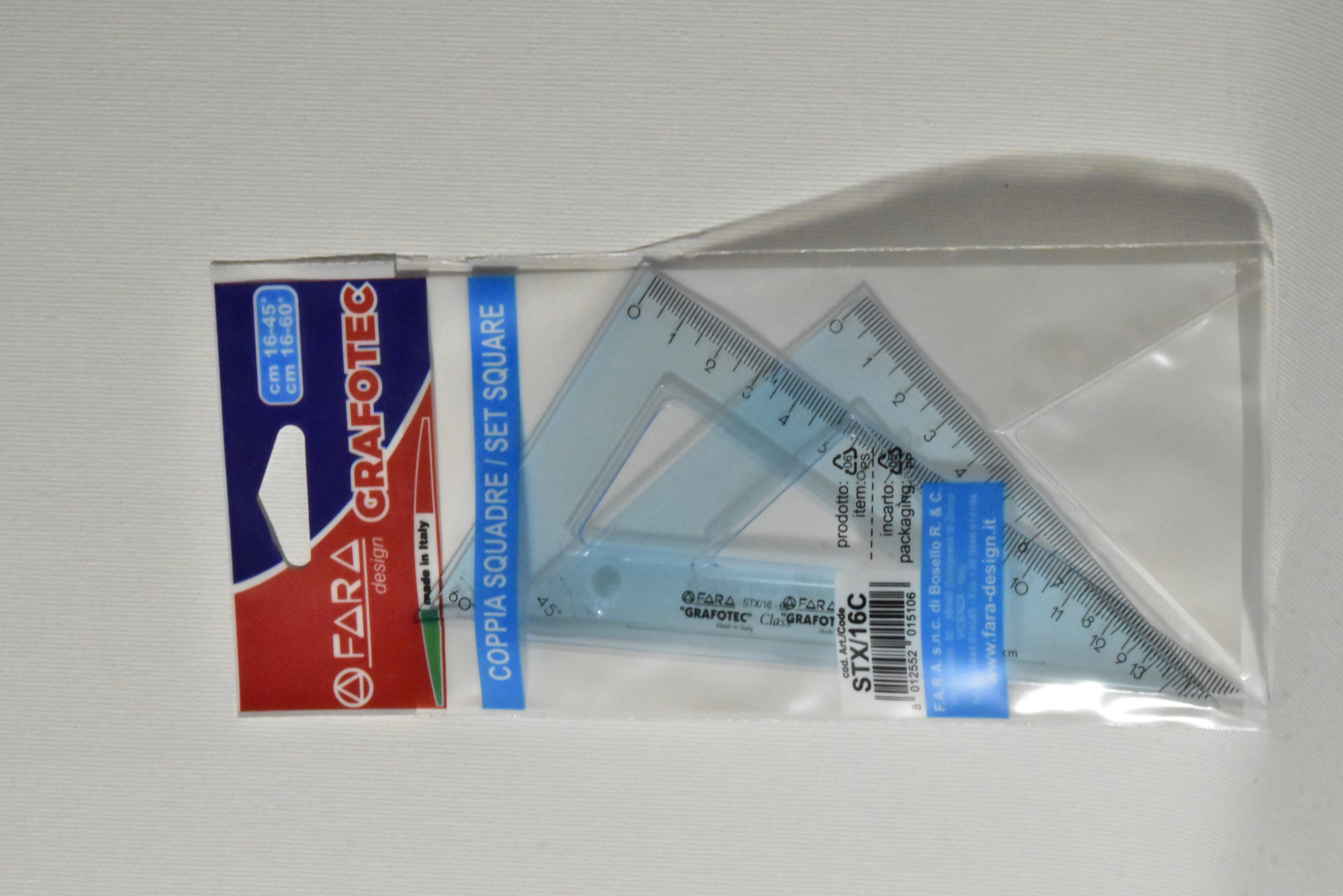 FARA SET SQUADRE 16CM 2PZ 45°/60°