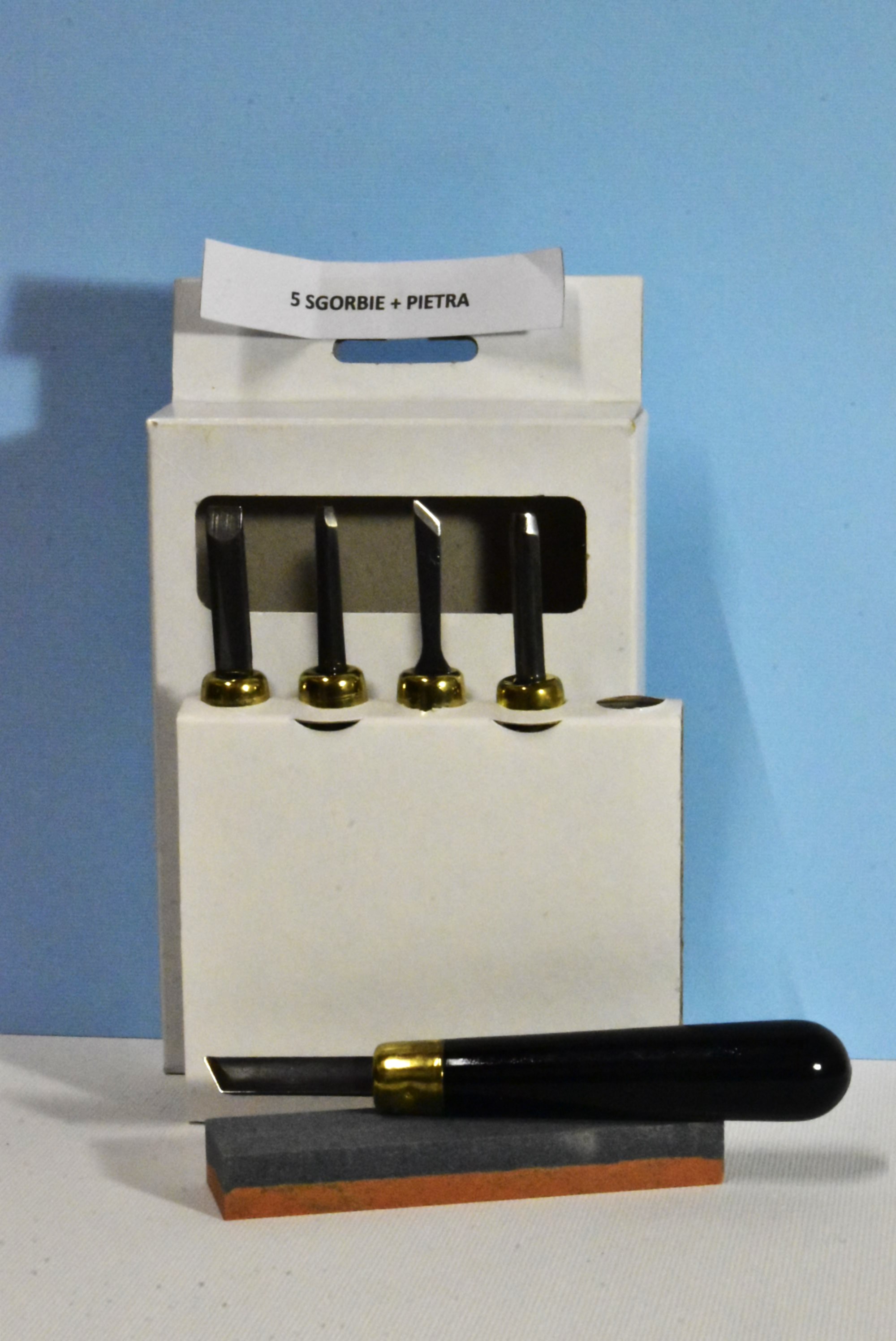 RGM Set di 5 sgorbie per linoleum con pietra