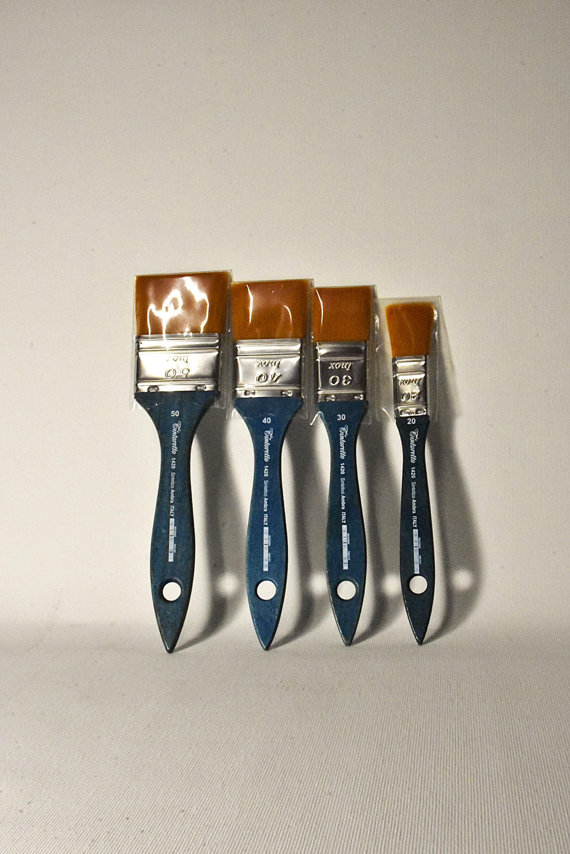 Tintoretto 1420 Pennellessa pelo corto Sintetico Ambra Larga per Verniciatura e Fondi