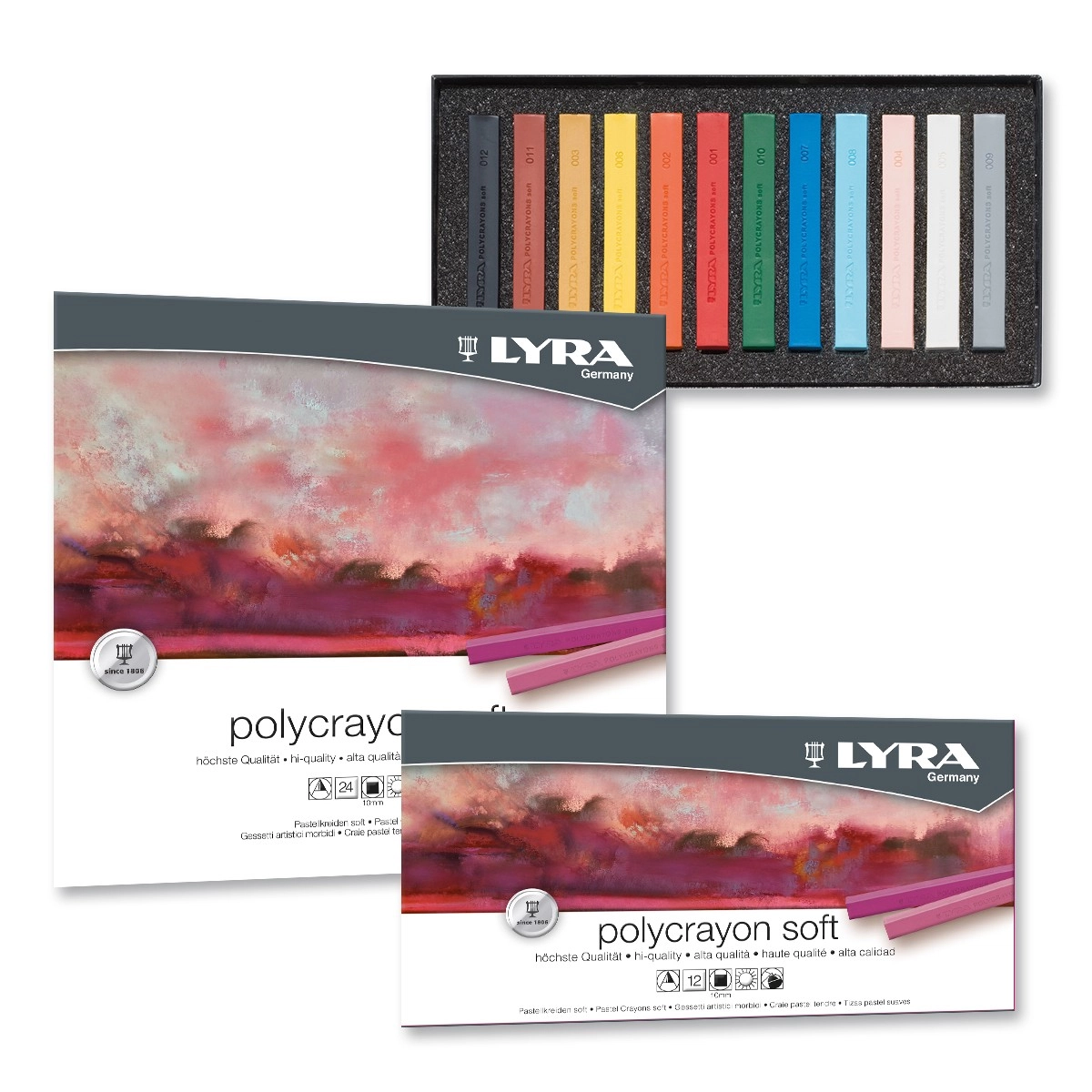 LYRA POLYCRAYONS SET GESSETTI PASTELLI MORBIDI QUADRATI  24 PZ		