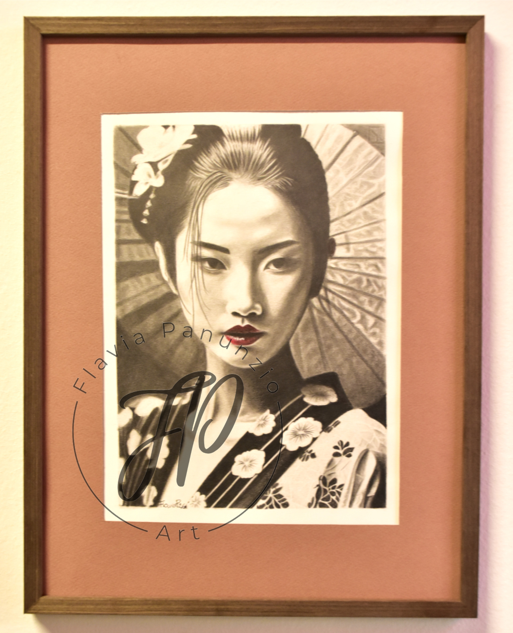 Disegno "Geisha" di Flavia Panunzio Disegno incorniciato 32x42x1,3