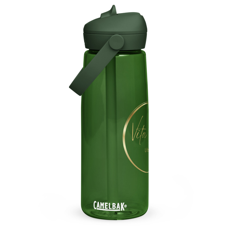 Flip straw water bottle