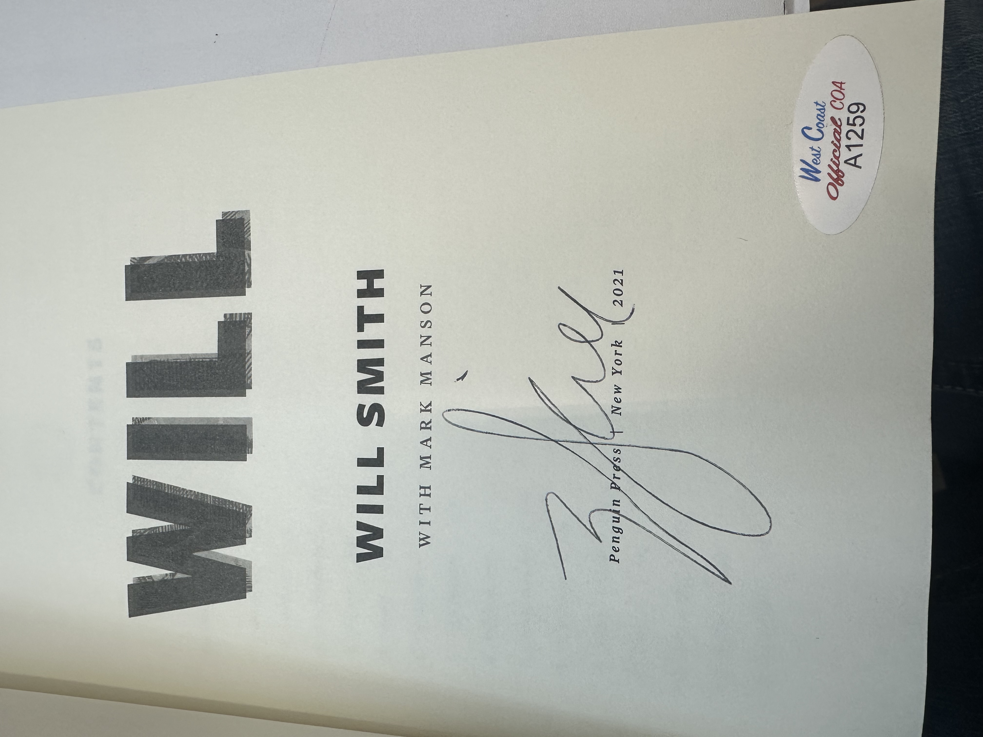 A1259 Will, by Will Smith signed autograph book