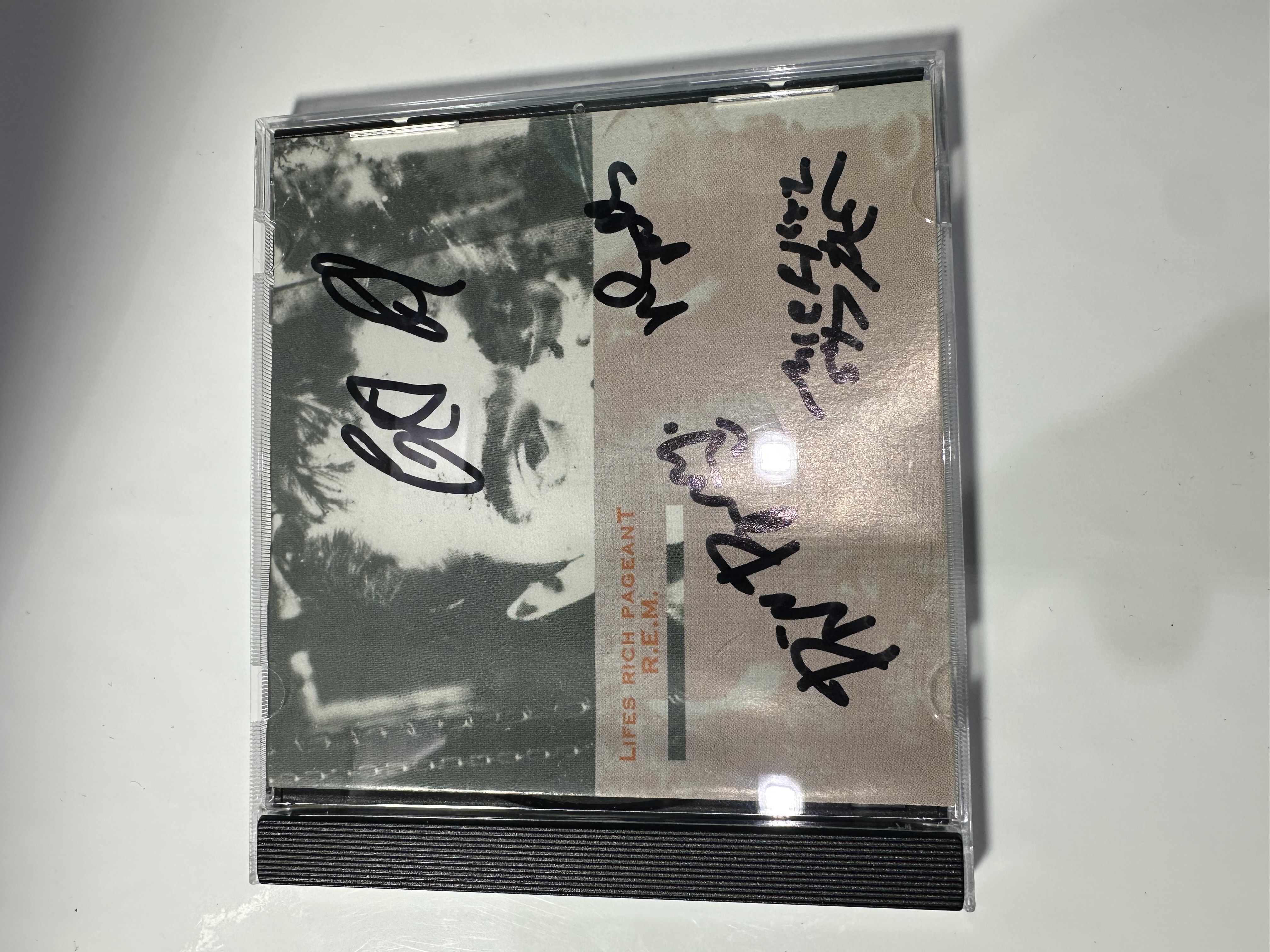 A1202 R.E.M. Life’s rich pageant signed, autographed CD by whole band