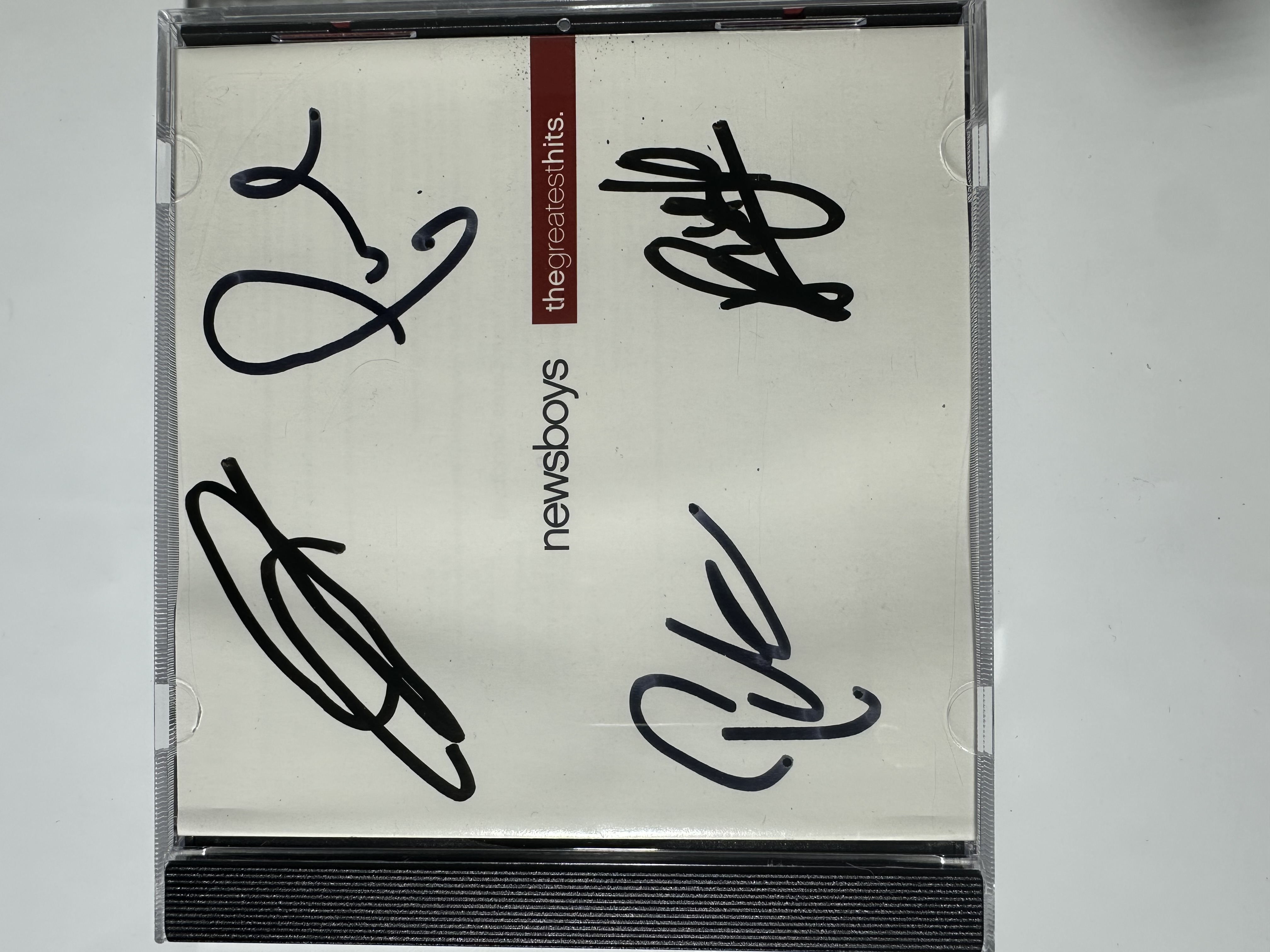 A2602 newsboys the greatest hits, signed, autograph, CD booklet signed by all four members