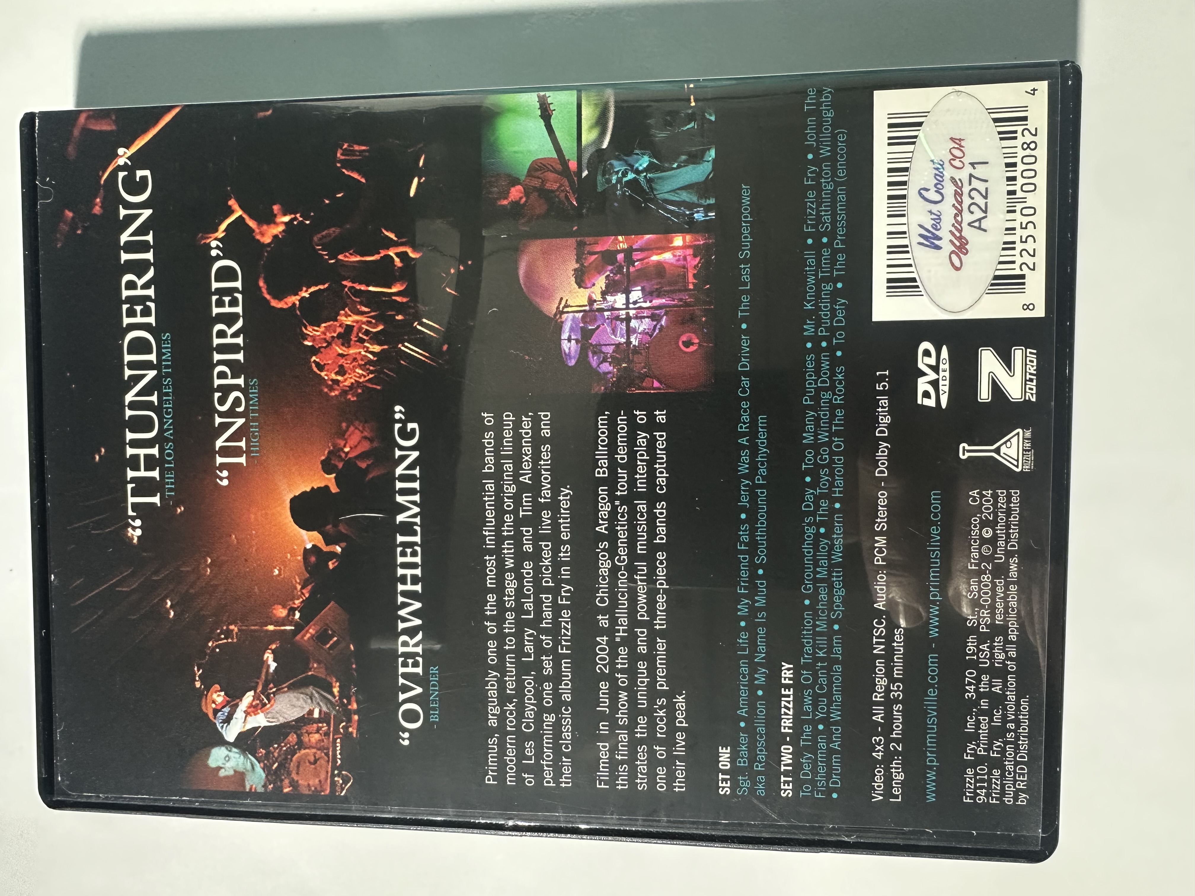 A2271 Primus Hallucino-genetics live 2004 signed autographed DVD