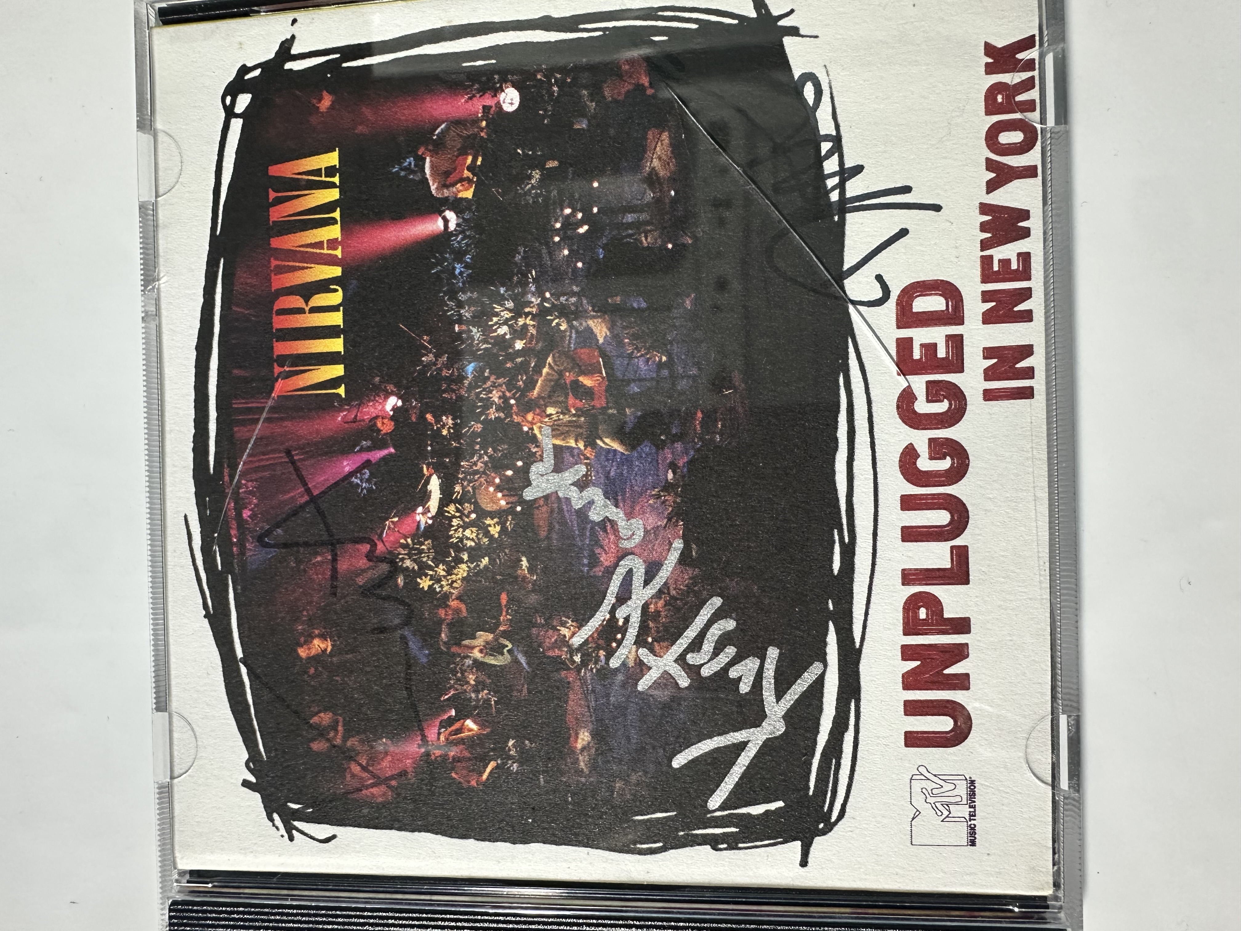 A2277 Nirvana unplugged, signed, autographed CD signed by Kurt Cobain, Chris Novoselic, Dave Grohl