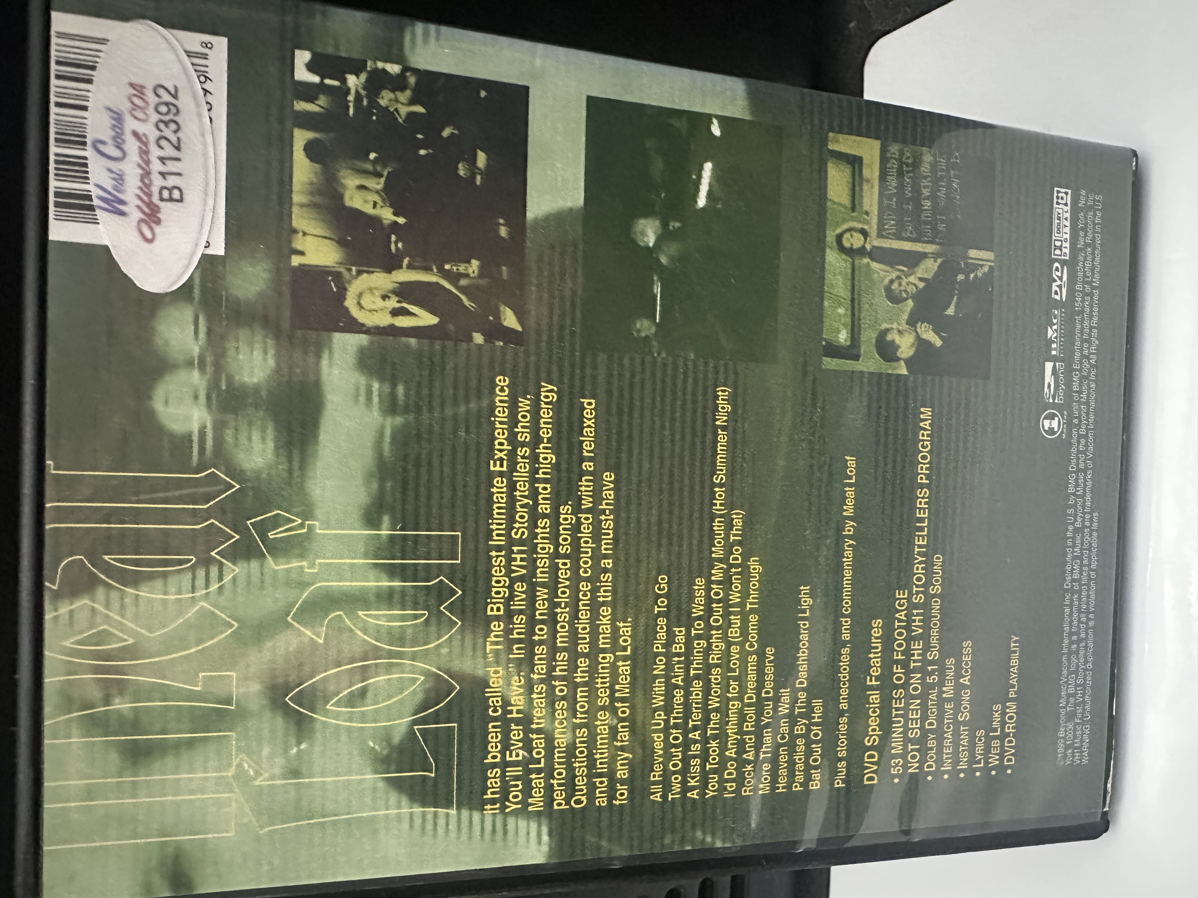 B112392 meatloaf VH1 storytellers signed autograph DVD signed by Meat Loaf