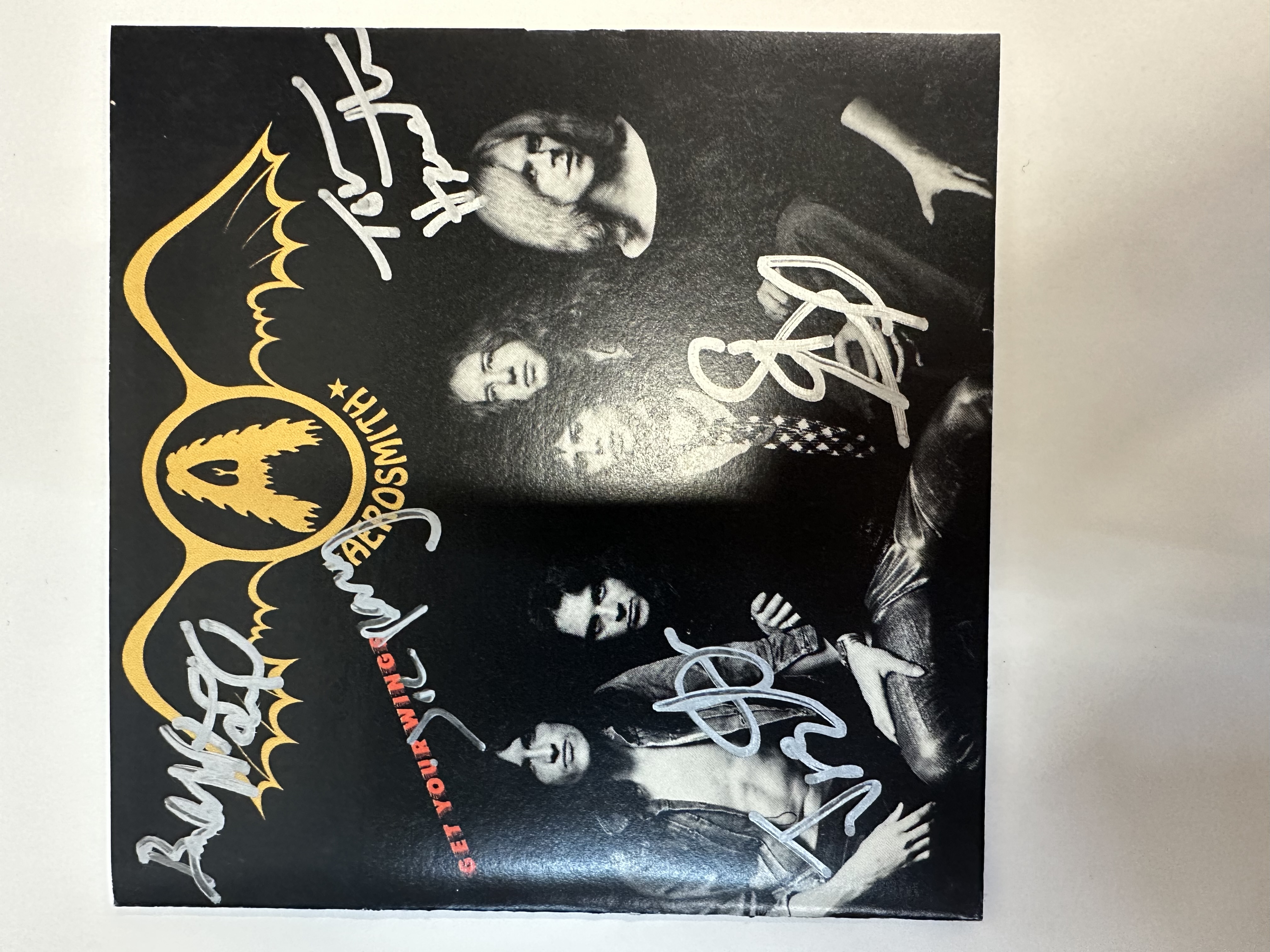 b112901 Aerosmith get your wings signed autograph CD booklet signed by full band all five members