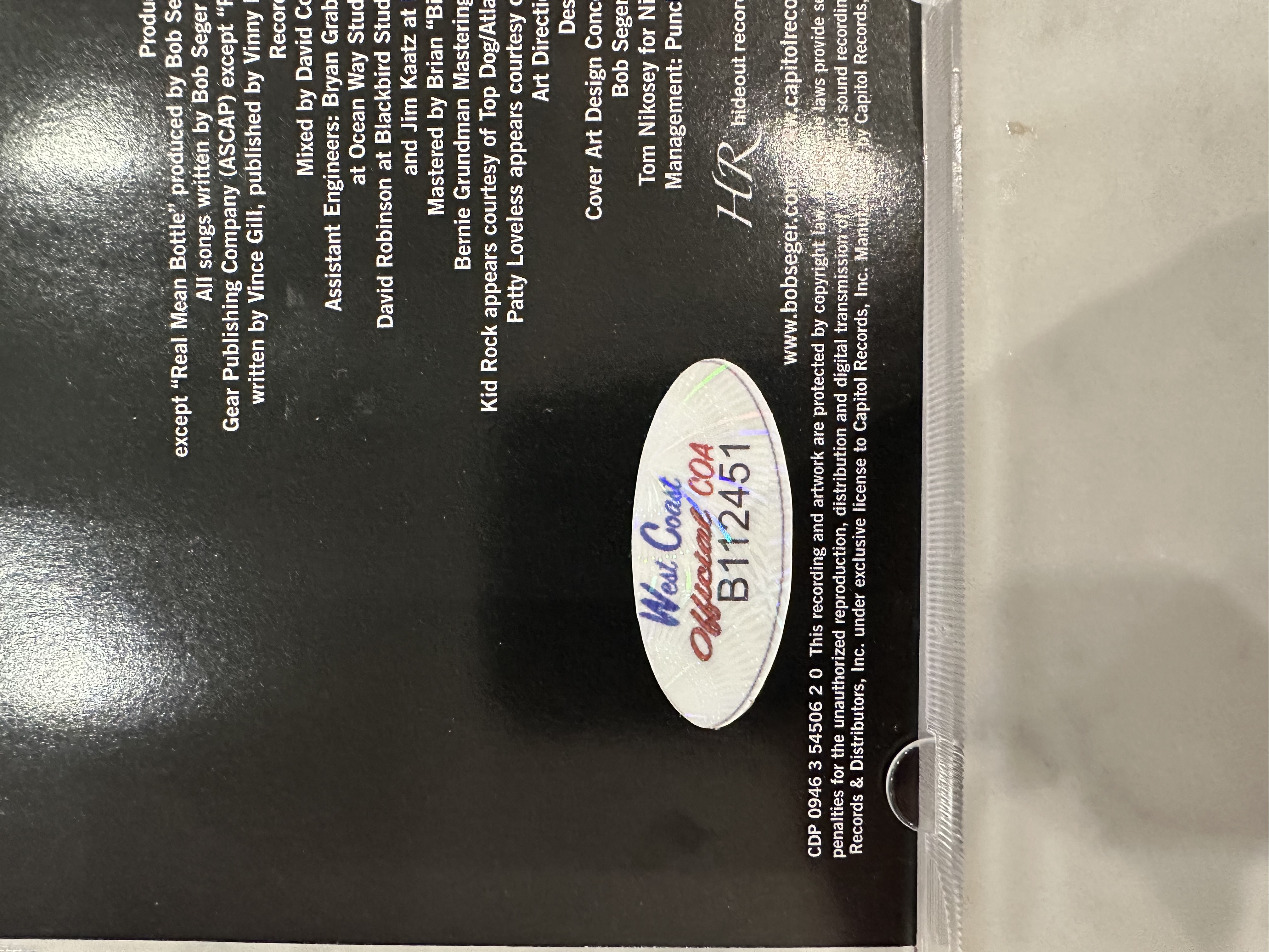 b112451 Bob Seger faced the promise signed autographed CD booklet