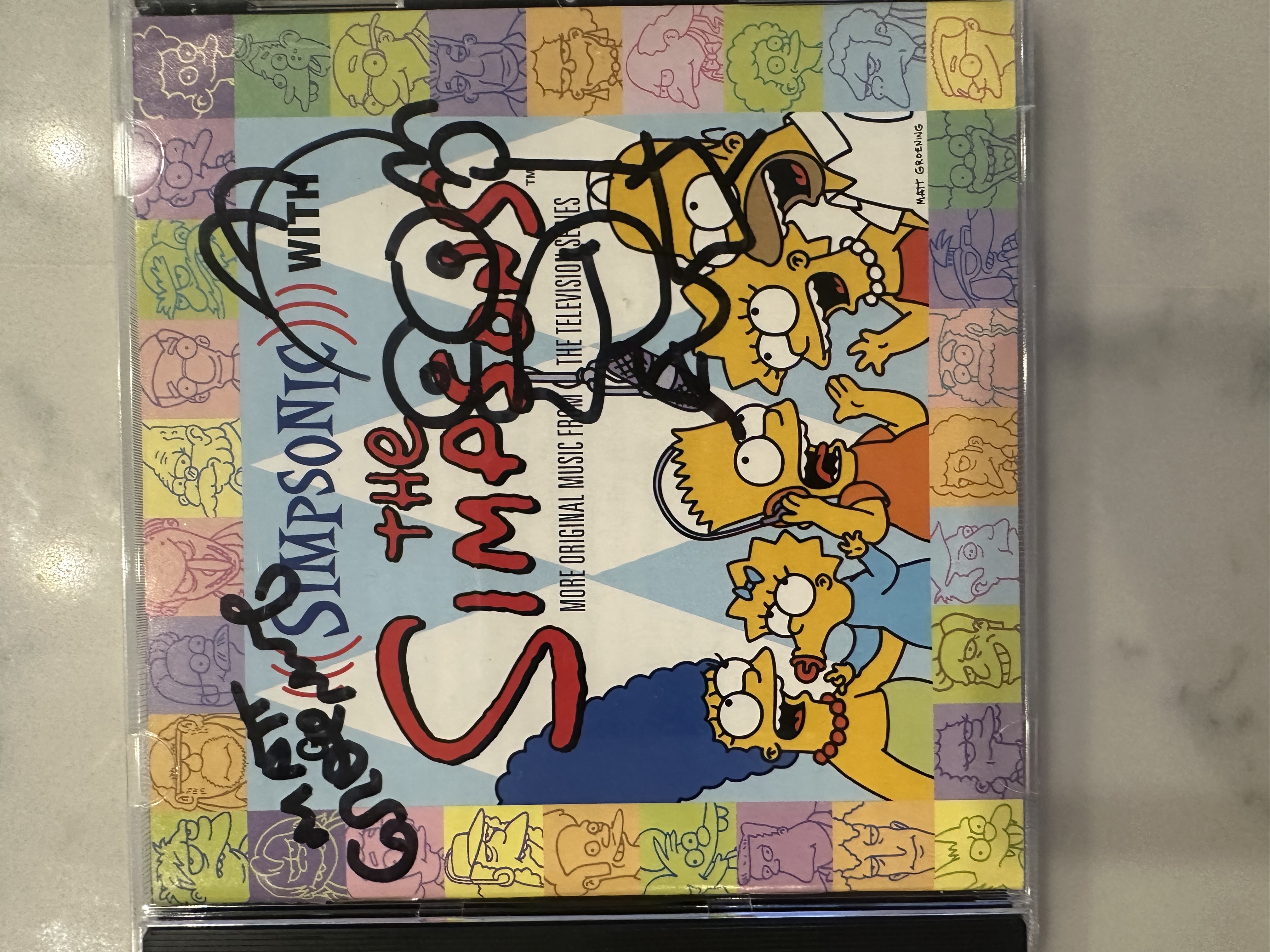 B112621 The Simpsons Simic CD soundtrack signed autograph by Matt Groening with Homer sketch