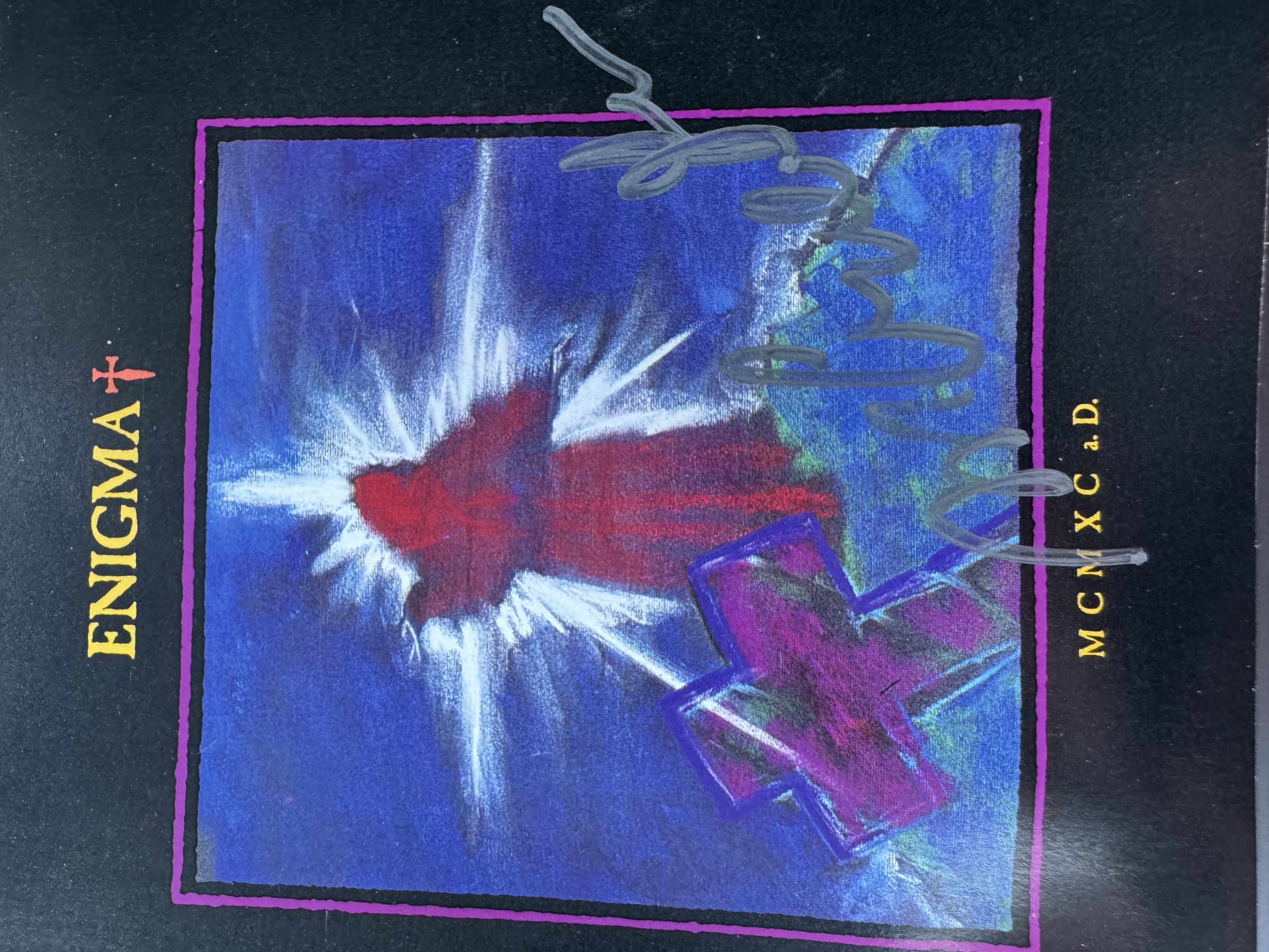 B112526 enigma MCMXC a.D. Signed autographed CD booklet signed by Michael Cretu.