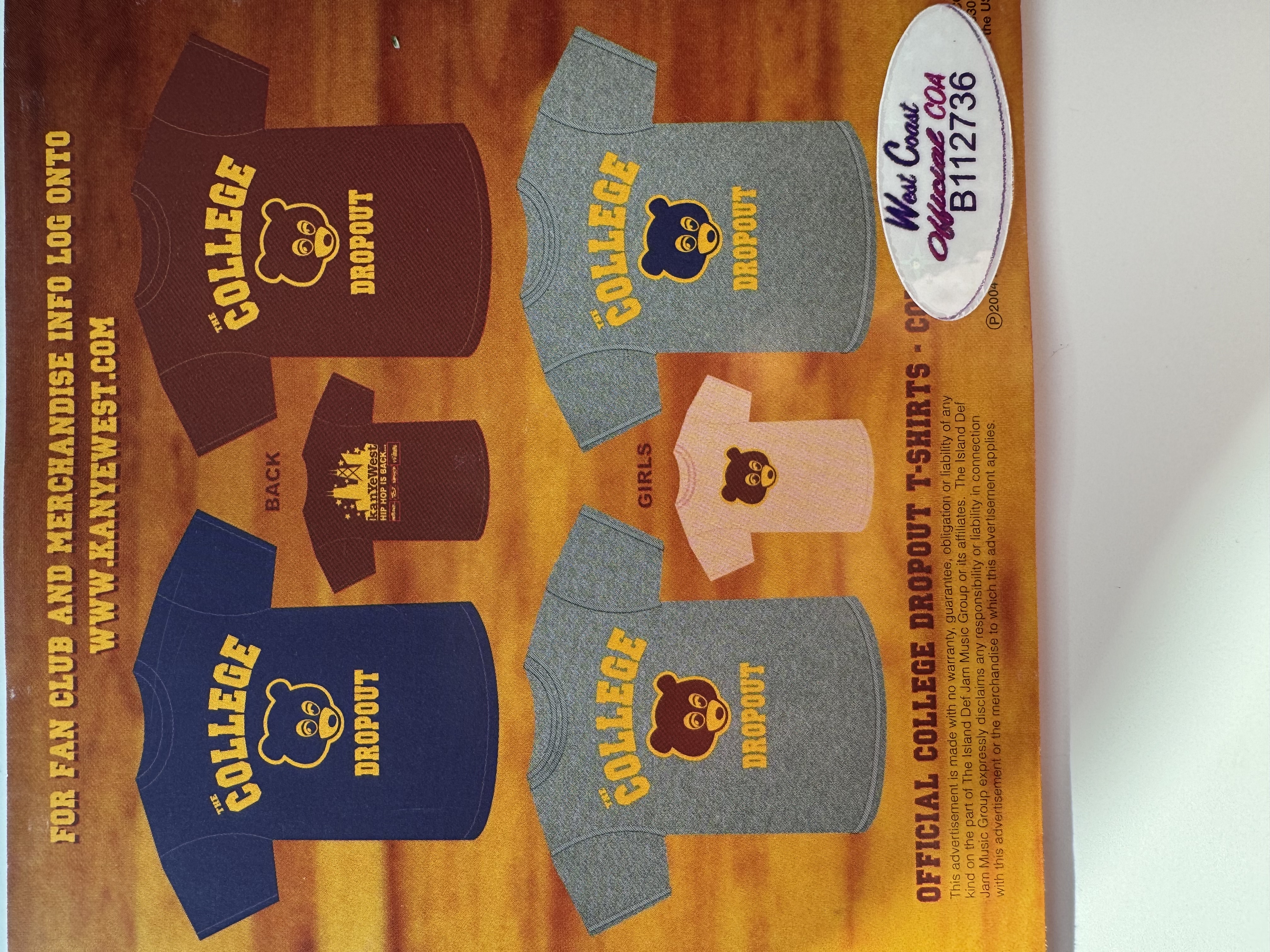 B 112736 Kanye West the college dropout signed autograph CD booklet