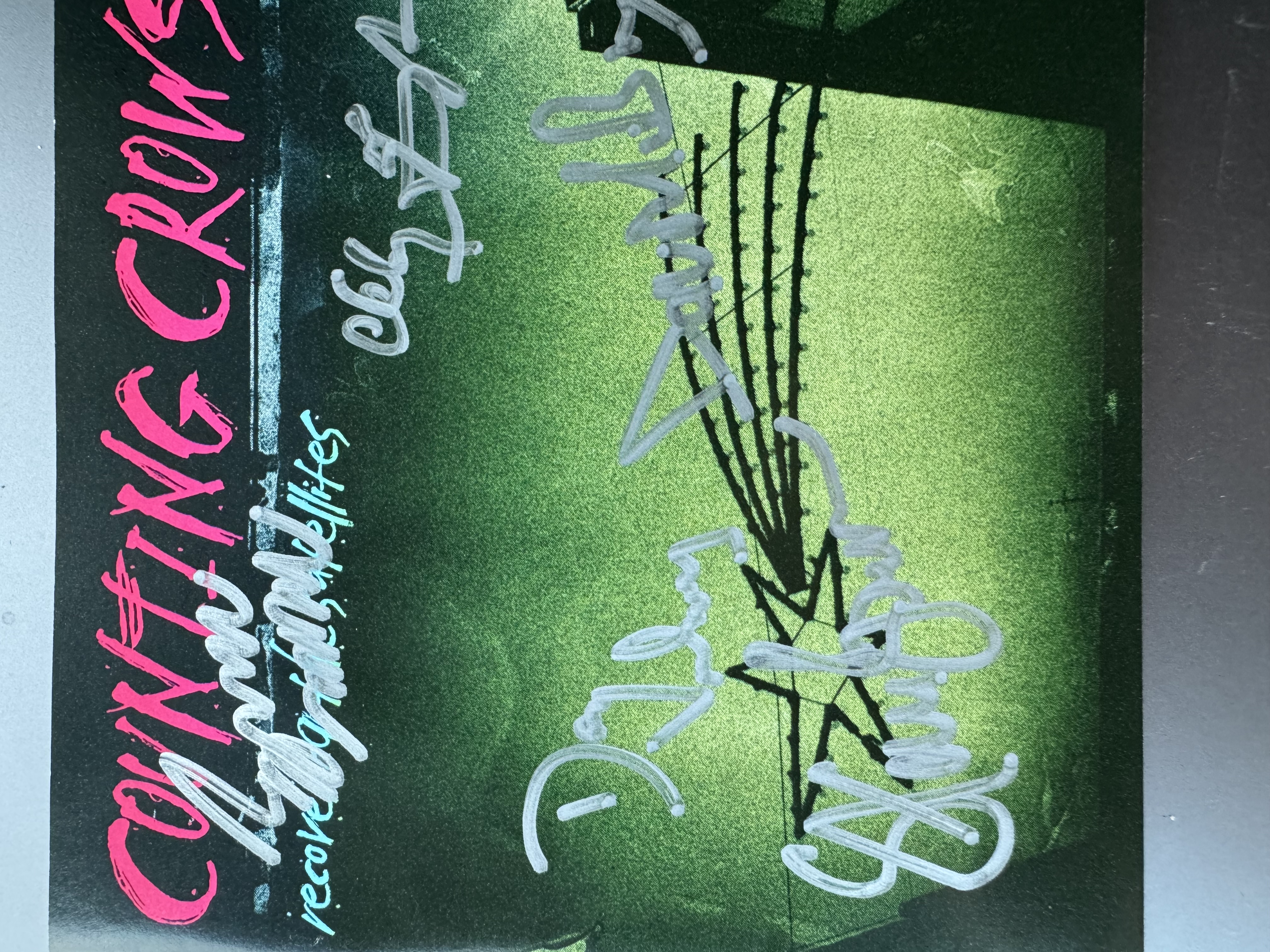 B112496 counting crows recovering the satellites, signed autograph CD booklet signed by full band