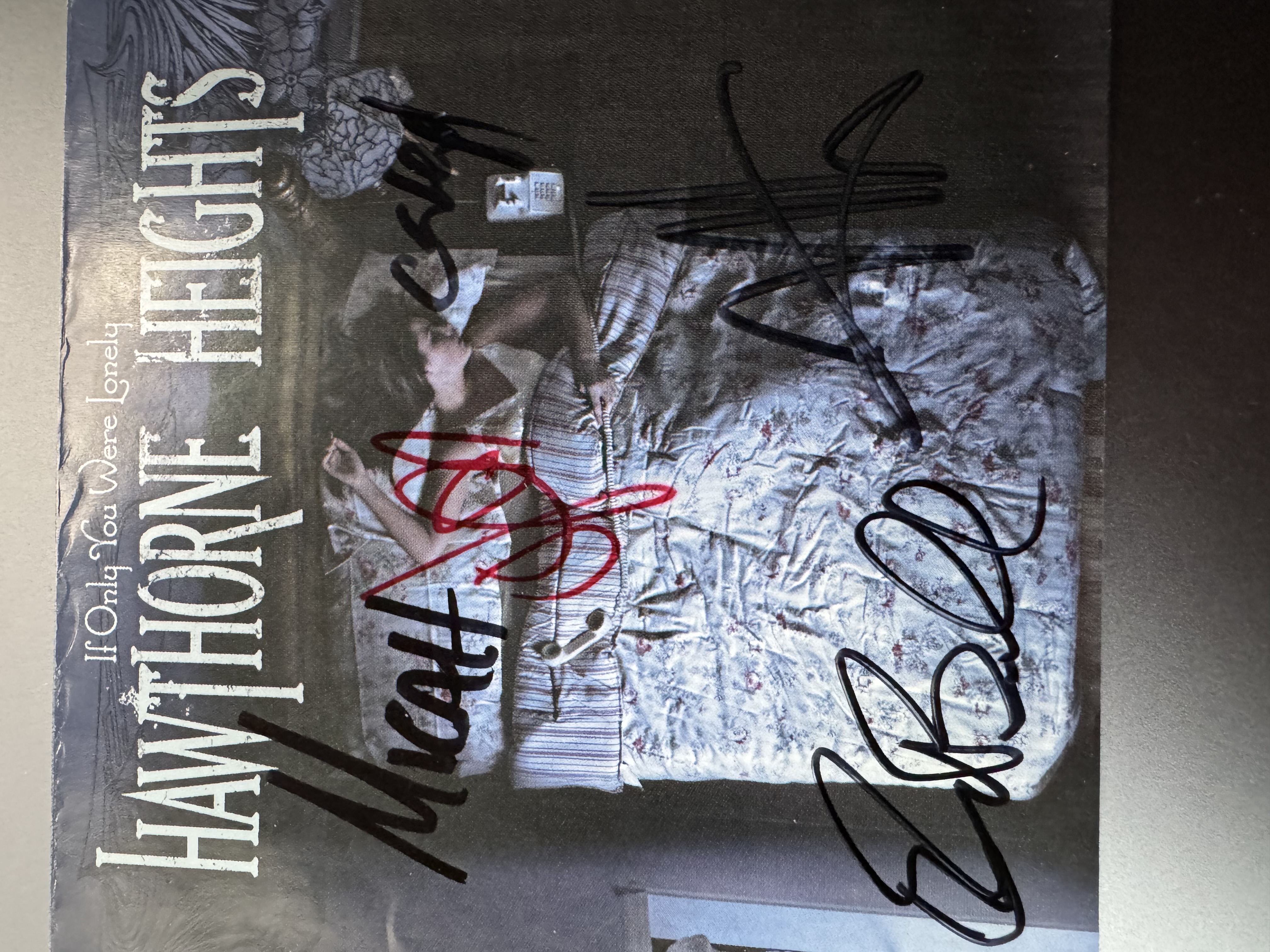 B112613 Hawthorne Heights, if only you were lonely, signed autograph CD booklet signed by full band