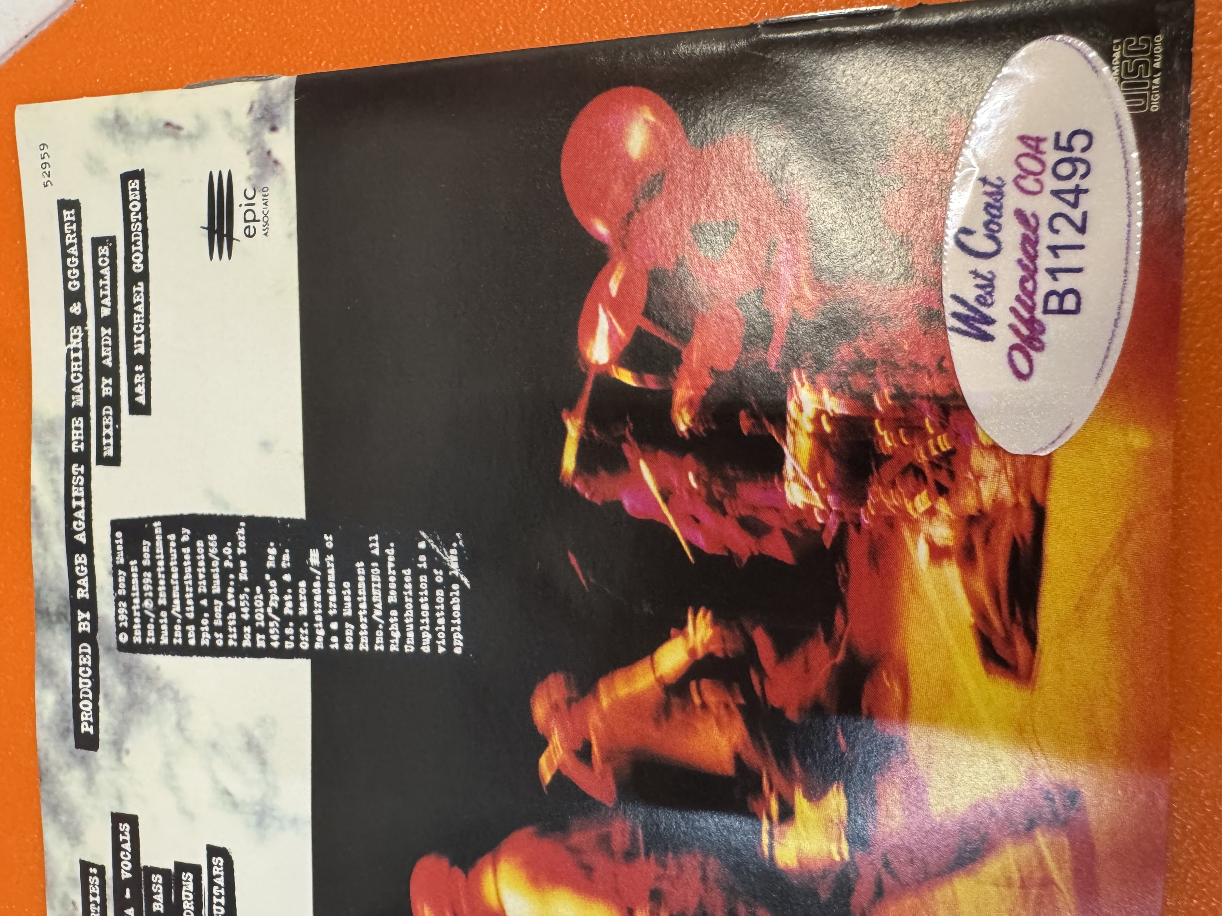 B112495 rage against the machine signed autograph CD signed by guitarist Tom Morello