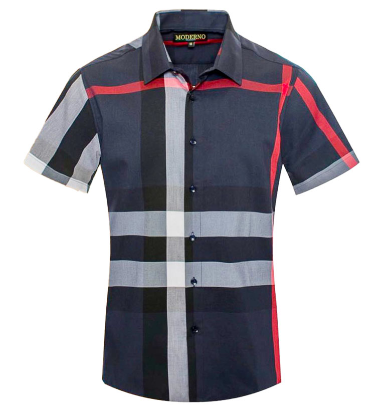 Men's Modern Checkered Short-Sleeve Shirt