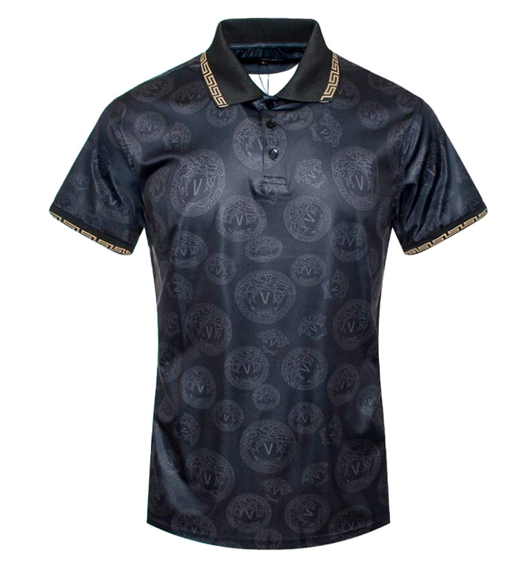 Black Patterned Polo Shirt