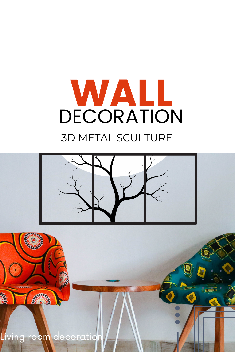 Tree of Life Metal Wall Decoration 3D Metal Sculpture for Home Office Bedroom Living Room Outdoor Decoration Large Set of 3 Black