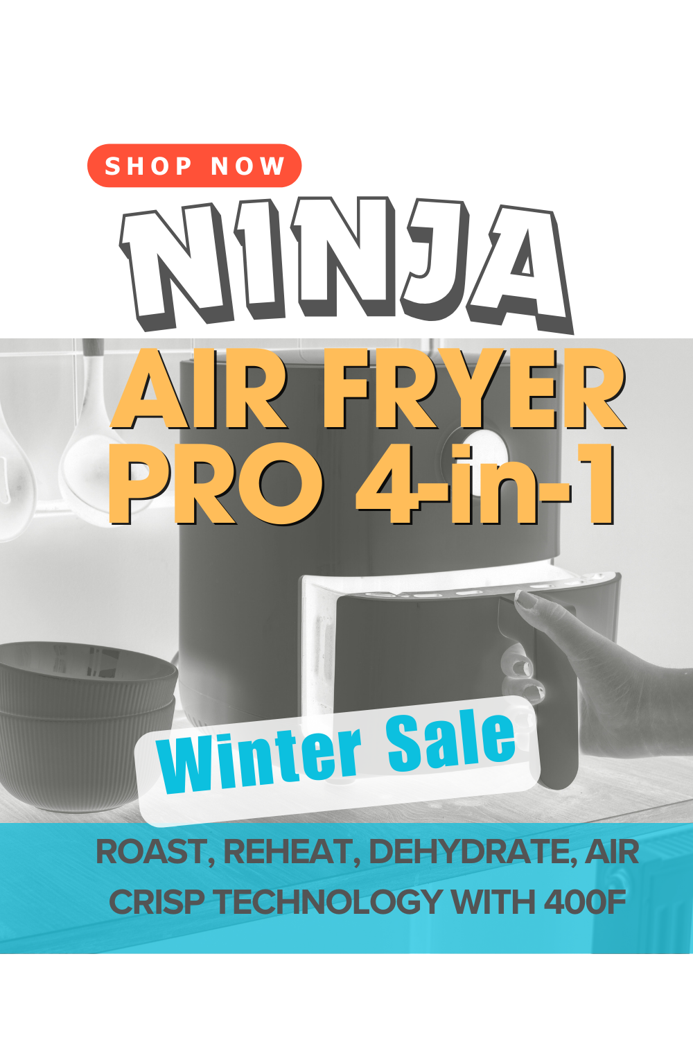 Ninja Air Fryer Pro 4-in-1 with 5 QT Capacity, Air Fry, Roast, Reheat, Dehydrate, Air Crisp Technology with 400F for hot, crispy results in just minutes, Nonstick Basket & Crisper Plate