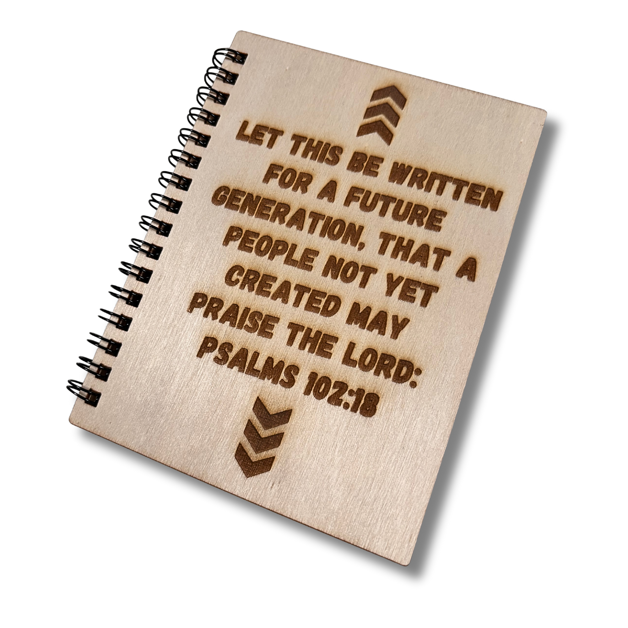 Spiral-bound Wood-Burned notebook with pen