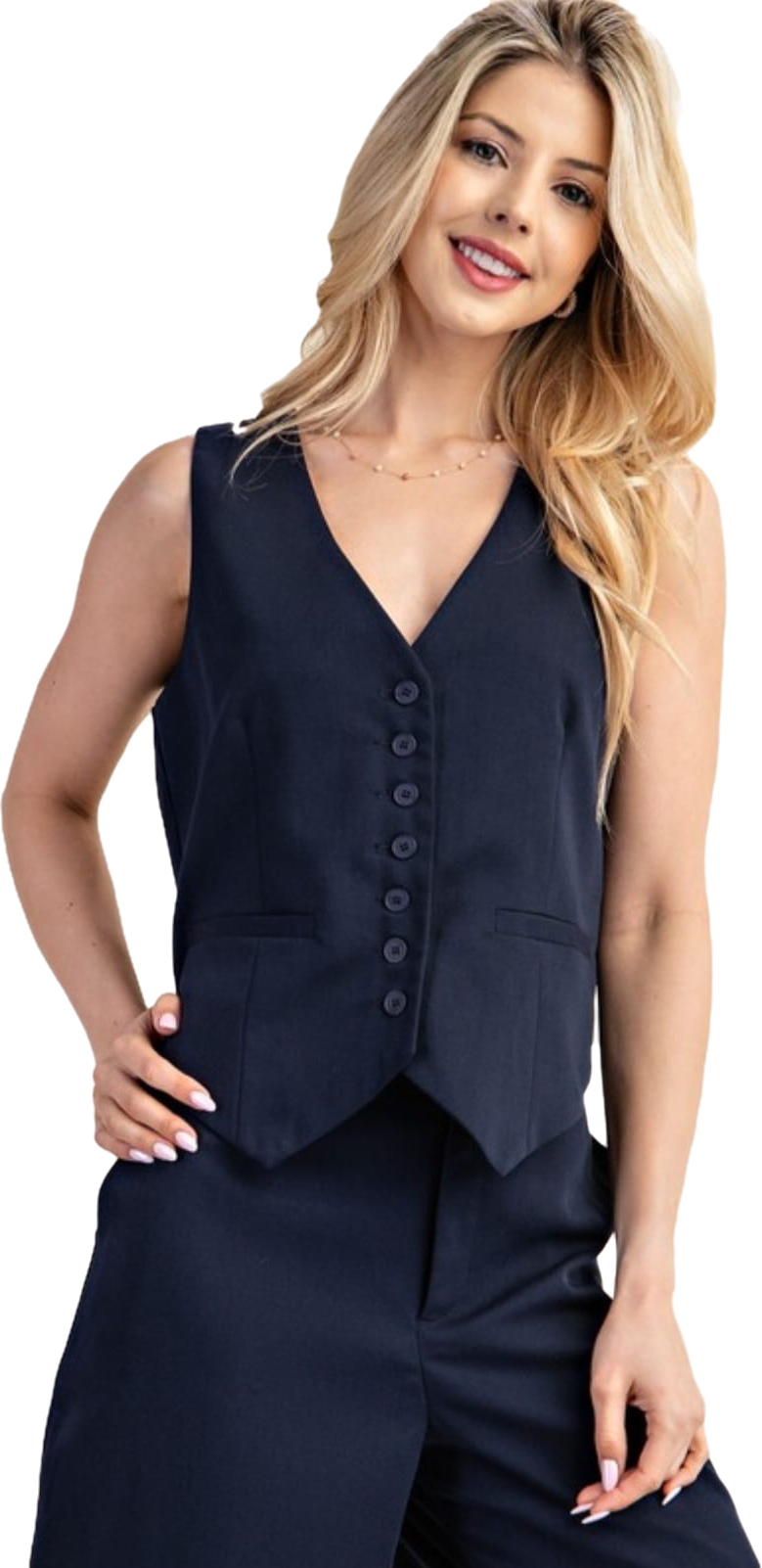 Women's Navy Blue Vest & Pant SET