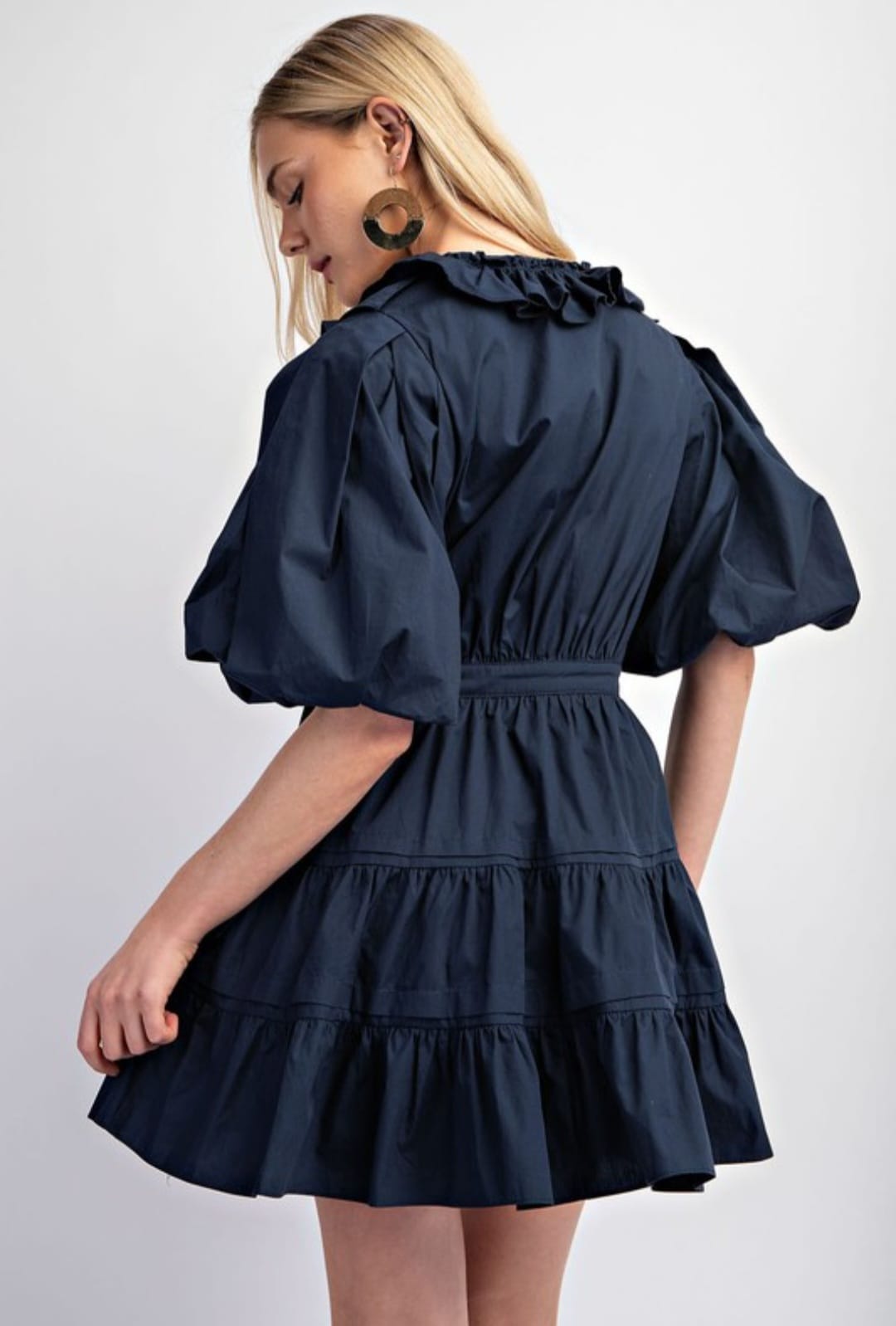Navy Blue Ruffle Dress