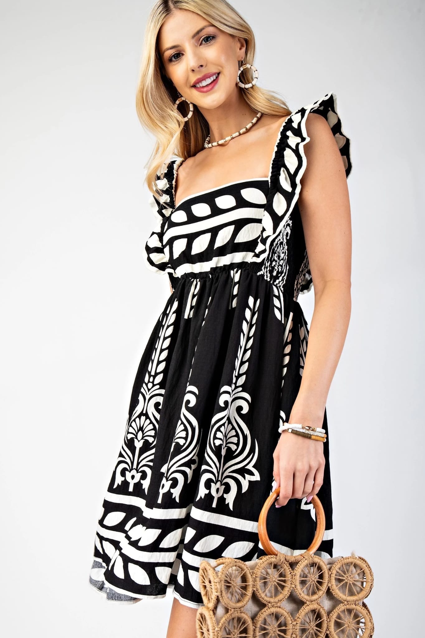 Black and White Patterned Dress